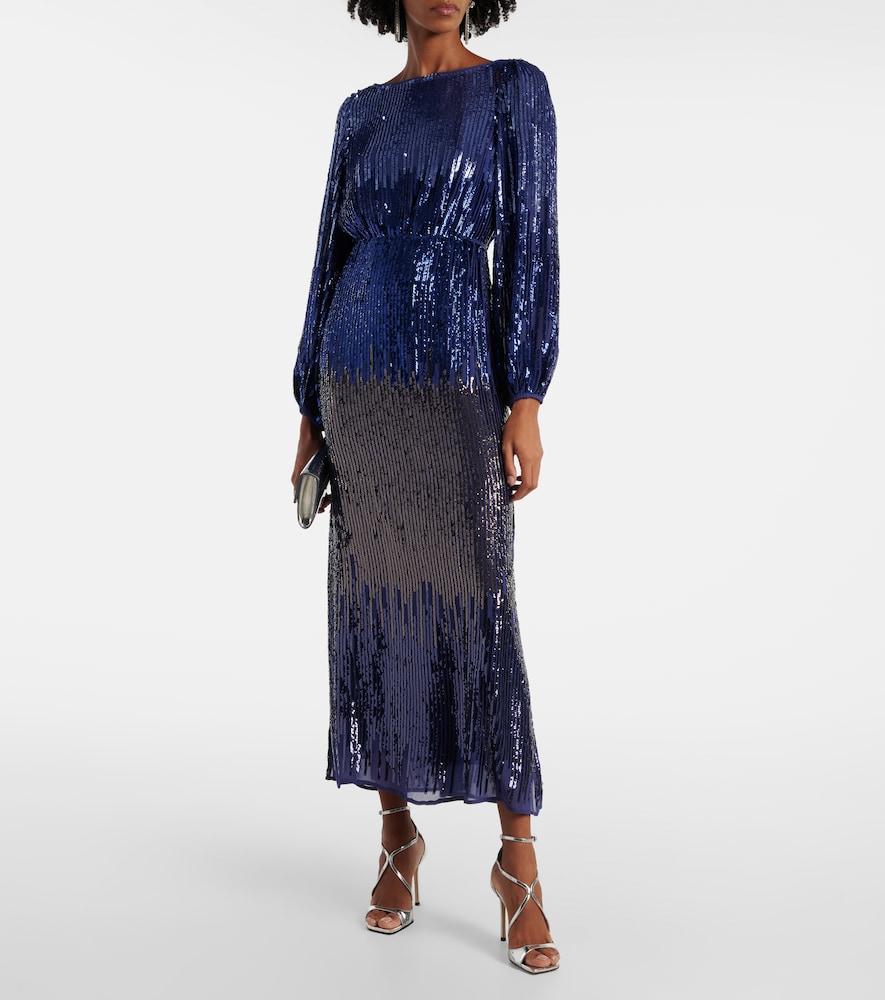 chinese dress ladies Coco Sequin Midi Dress in Ivory by Rixo London