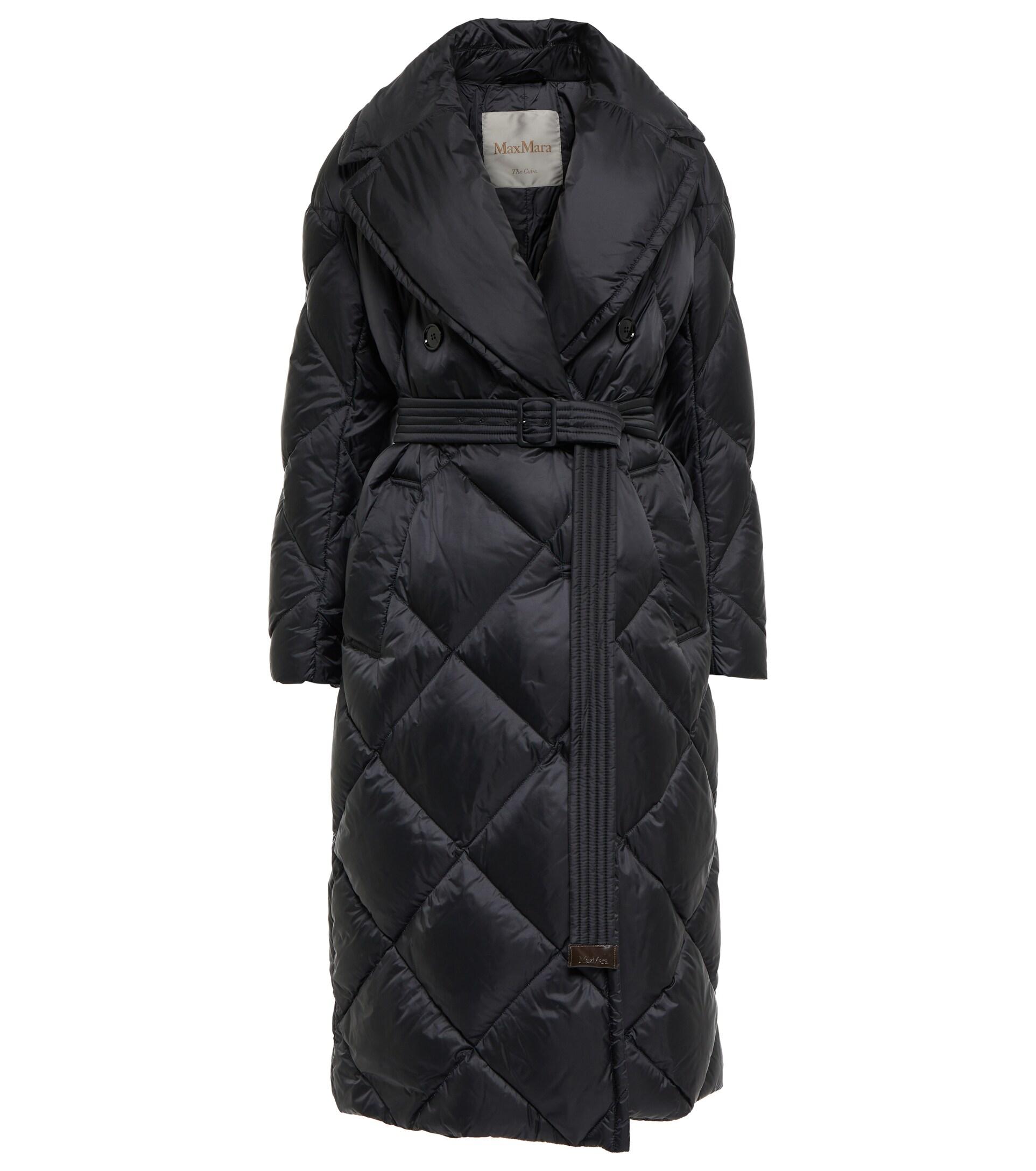 Max Mara The Cube Double-breasted Down Coat in Black | Lyst