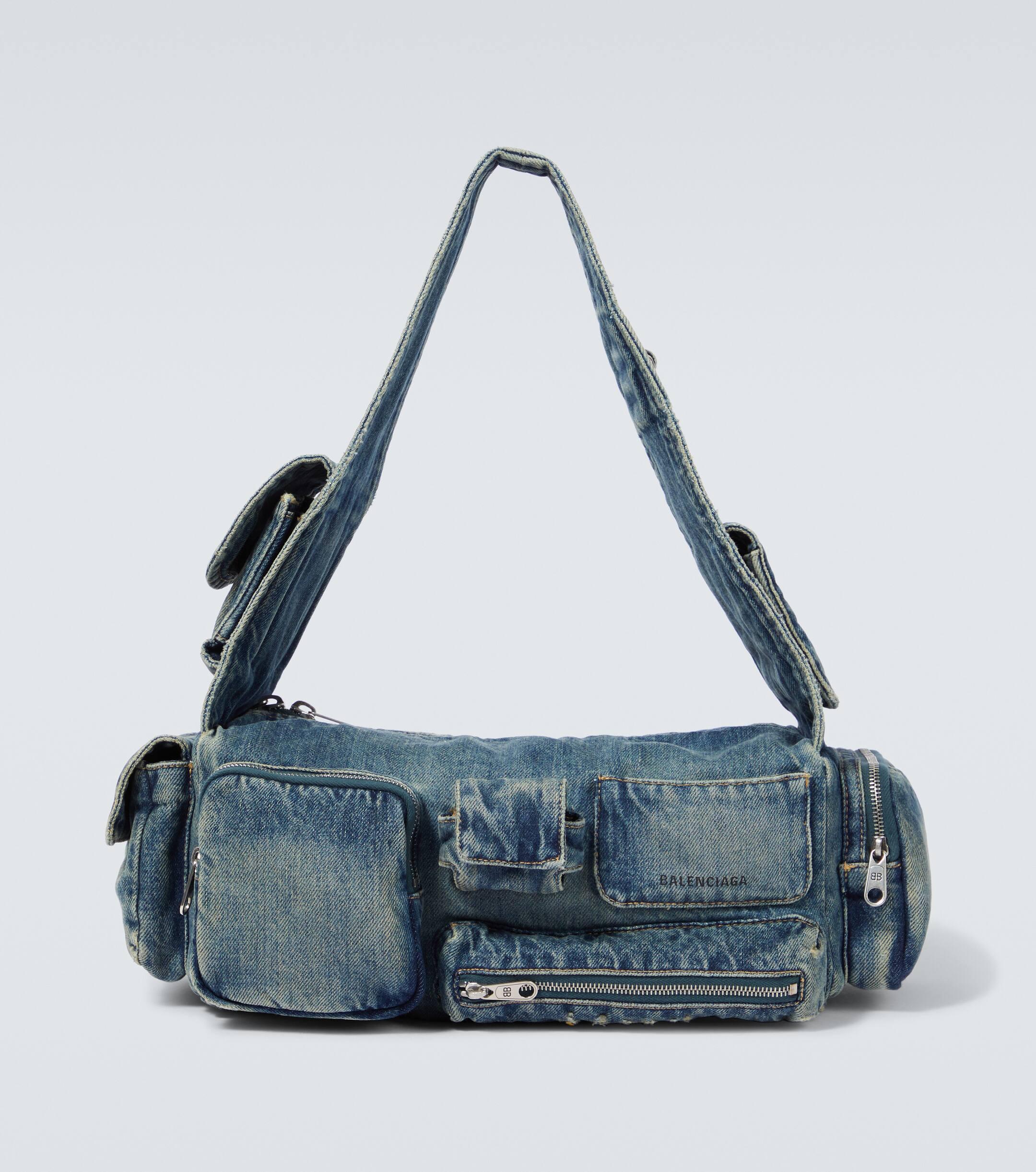 Balenciaga Superbusy Sling Small Denim Shoulder Bag in Blue for Men Lyst Canada