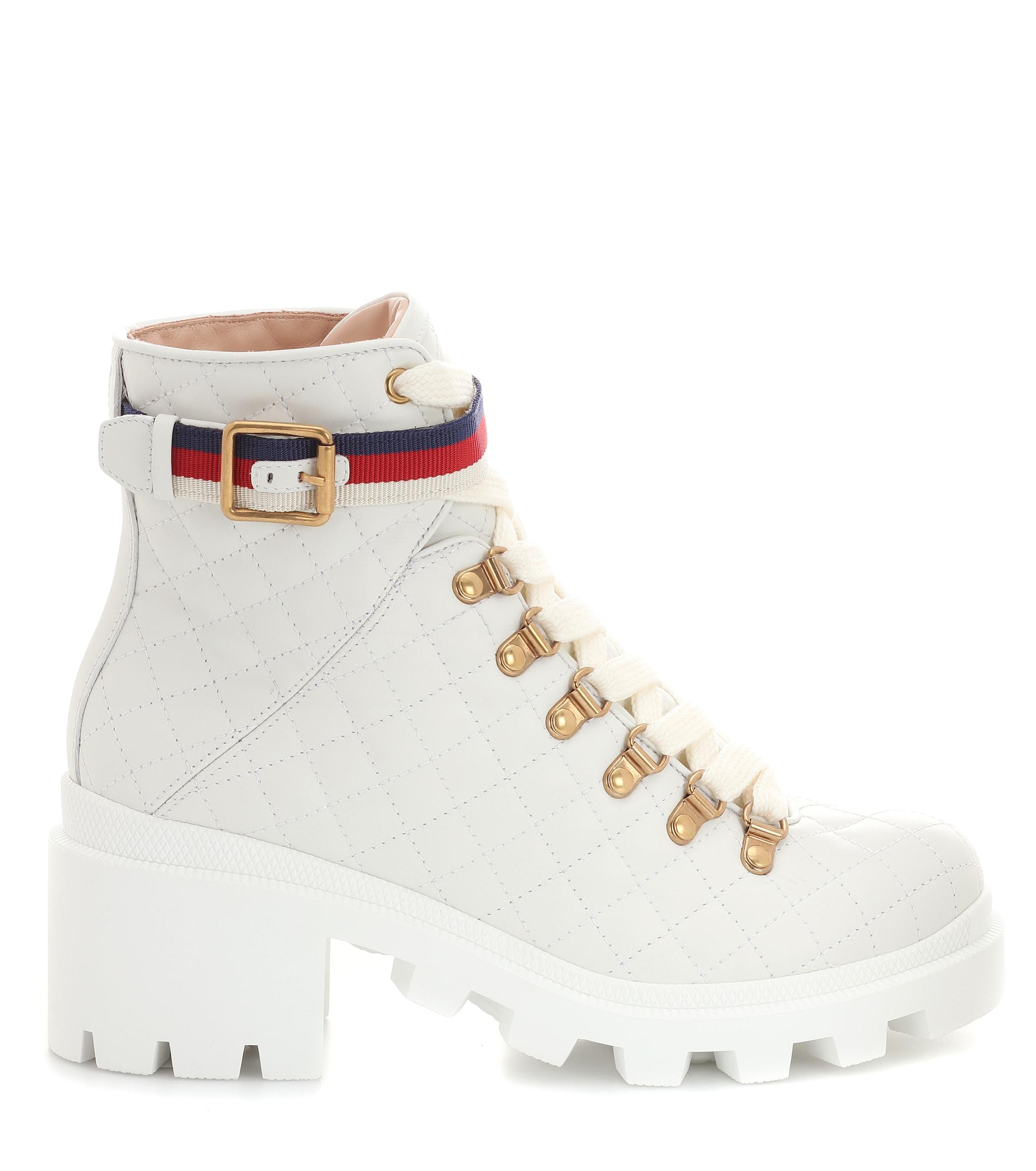 Gucci Ankle Boots Trip aus Leder in Weiß | Lyst DE