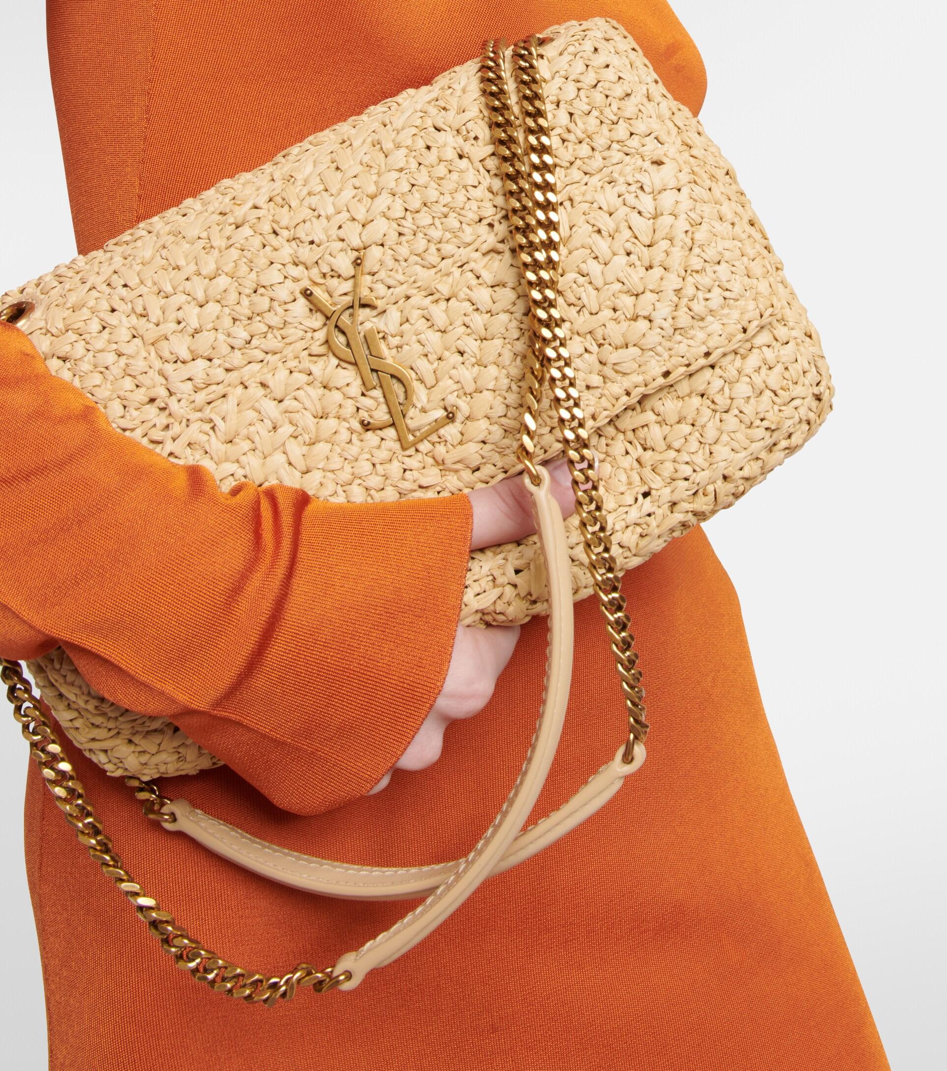 Saint Laurent Ysl Crochet Raffia Hobo Bag