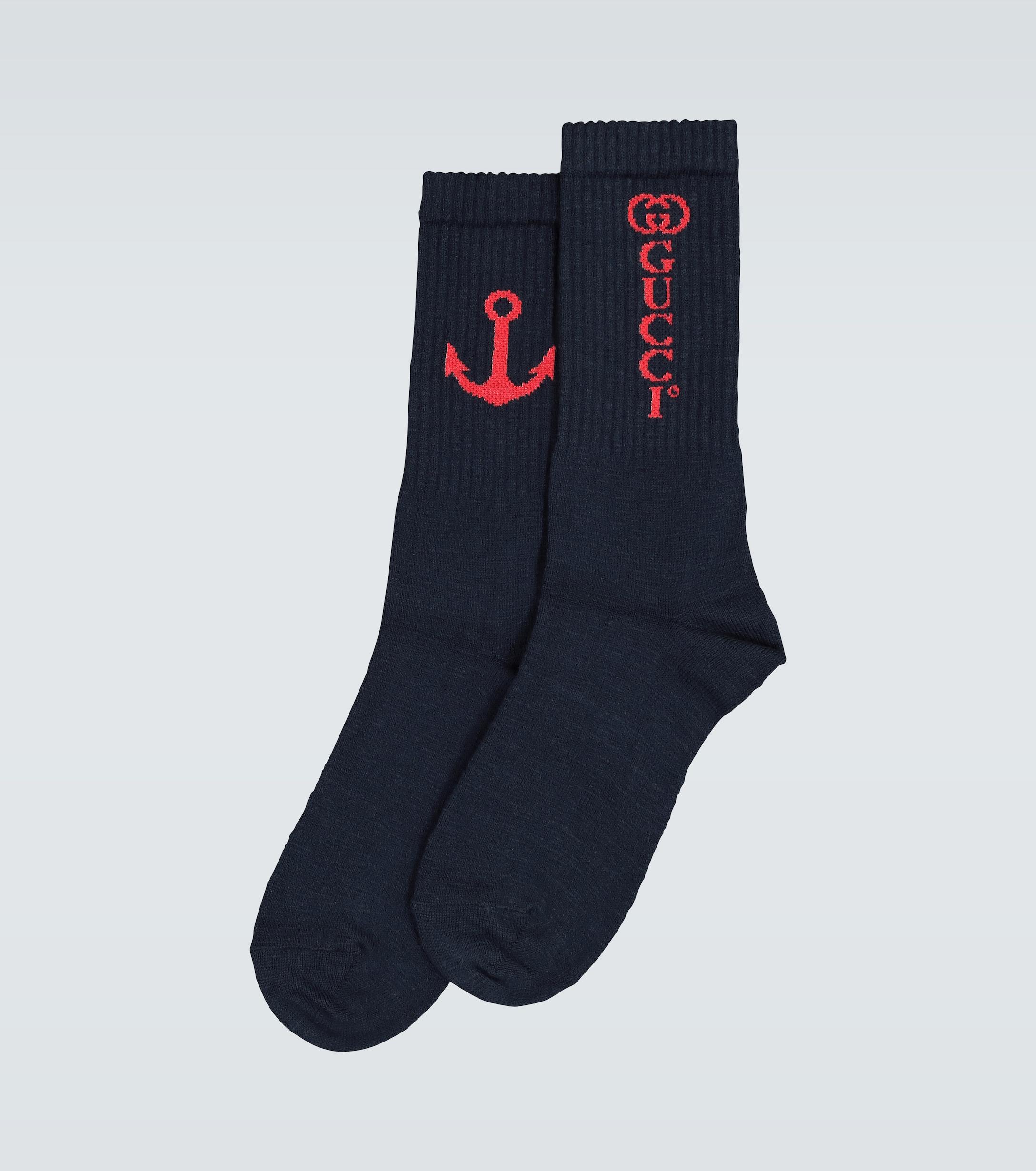 Gucci Cotton Socks With Anchor in Black for Men Lyst