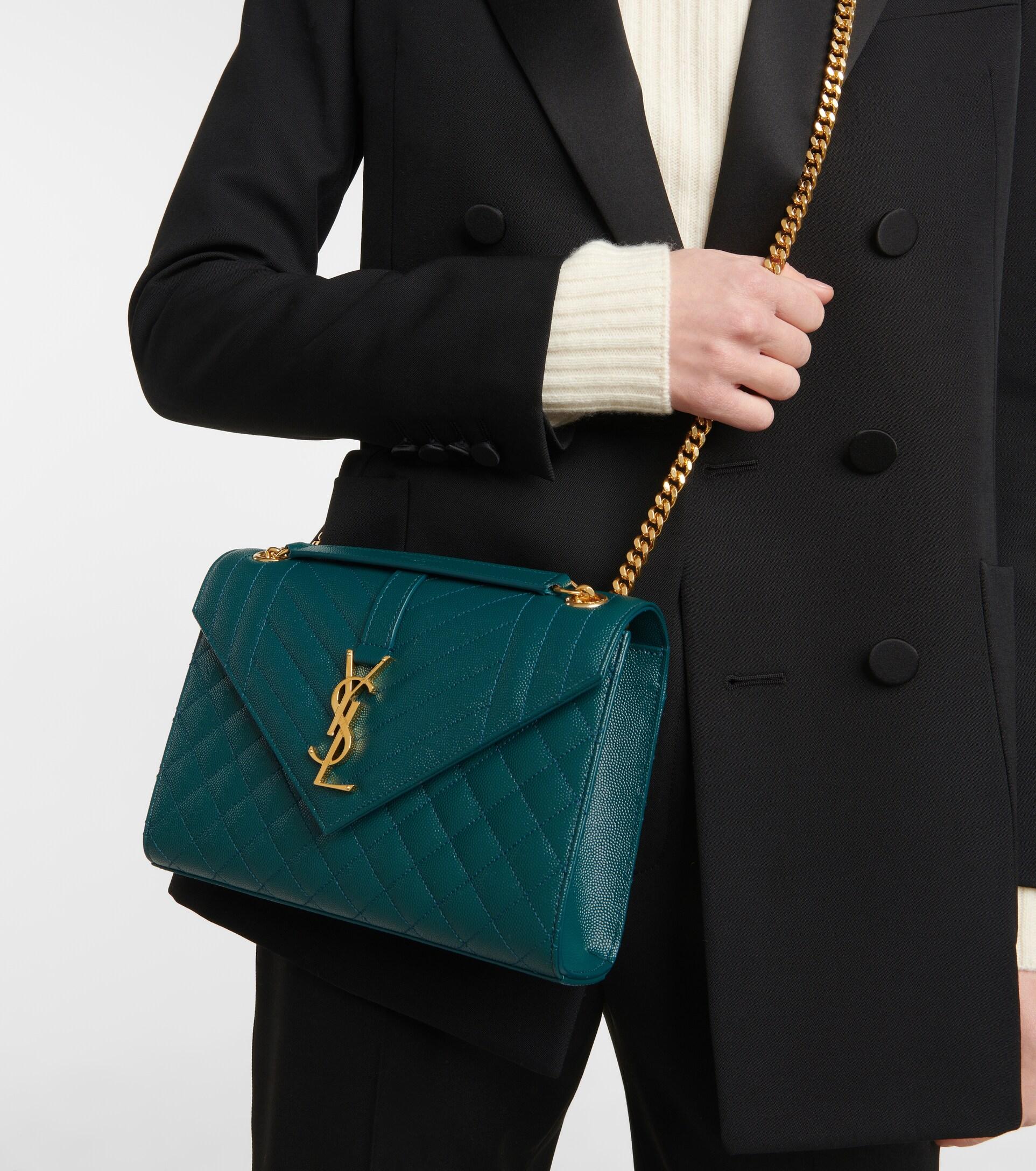 Saint Laurent Envelope Medium Shoulder Bag in Green | Lyst