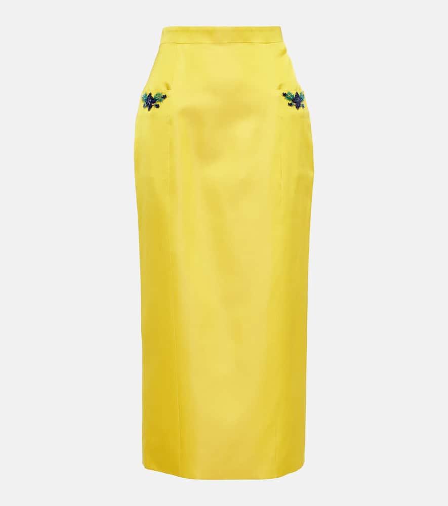 Jupe Midi Iris En Velours A Ornements Miss Sohee en coloris Jaune