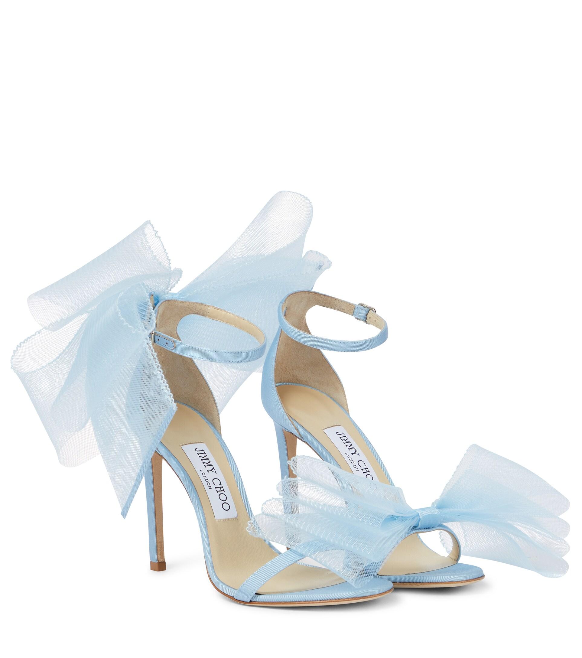 jimmy choo blue Aveline 100 Bow trimmed Sandals