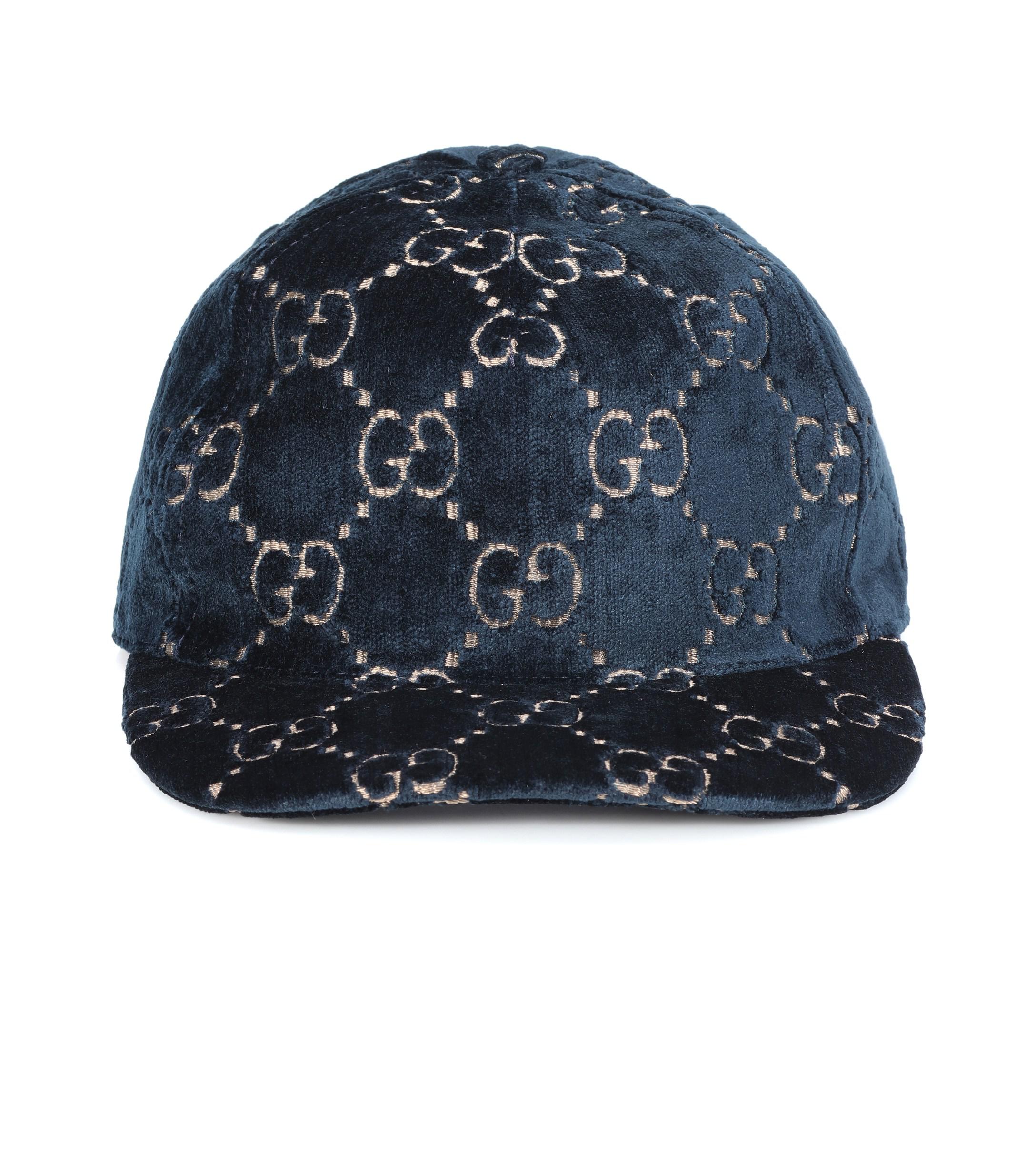 Gucci GG Velvet Baseball Cap in Blue Lyst