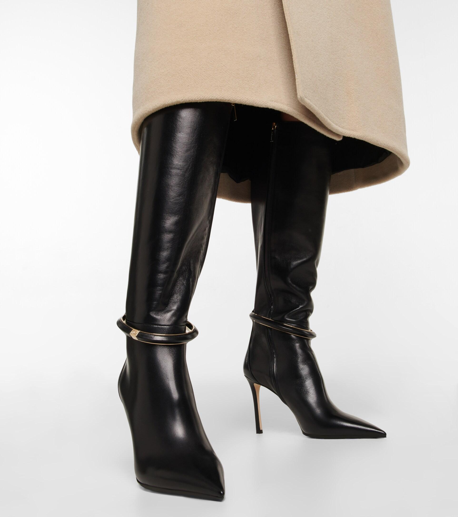 Jimmy Choo Dreece Leather Knee-high Boots in Black | Lyst