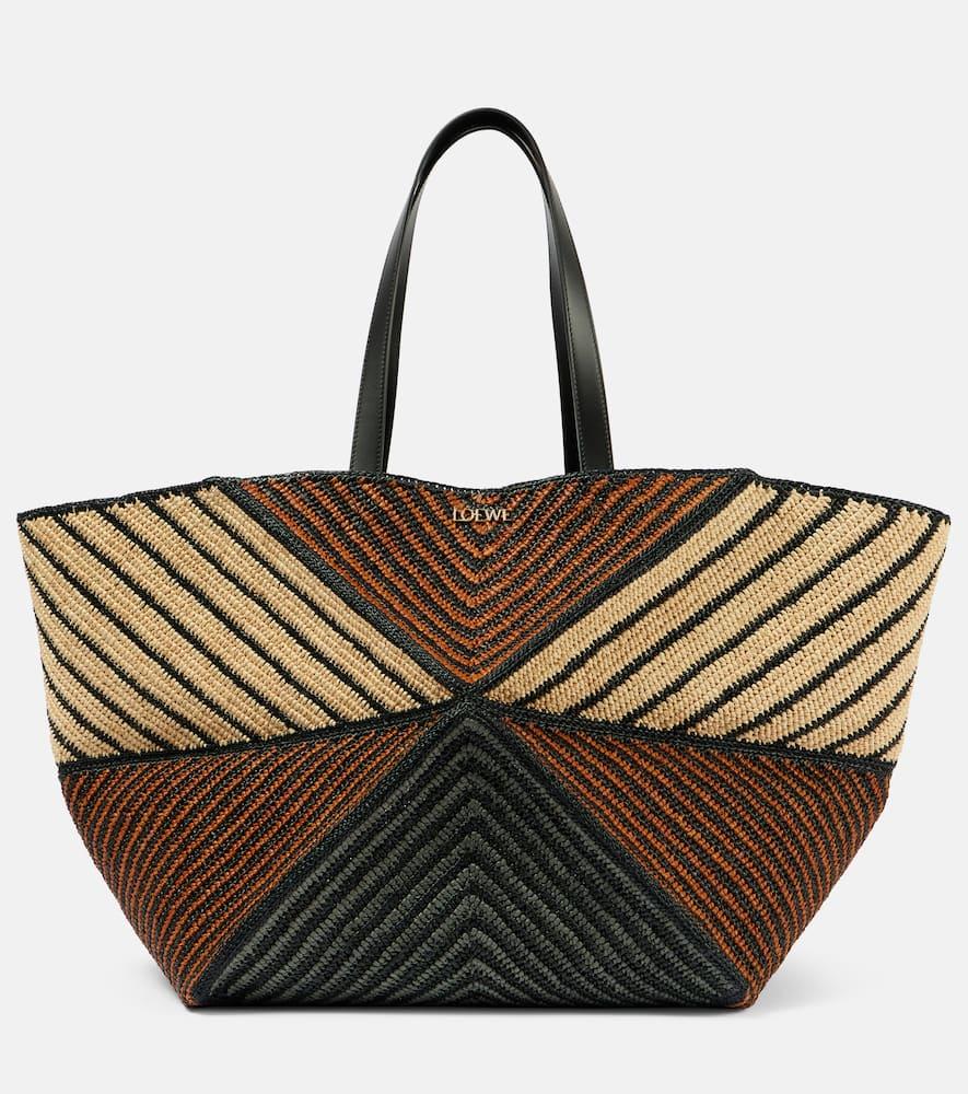 トートバッグ LOEWE PUZZLE FOLD TOTE IN RAFFIA XXL Puzzle Fold Tote in raffia Brown - LOEWE