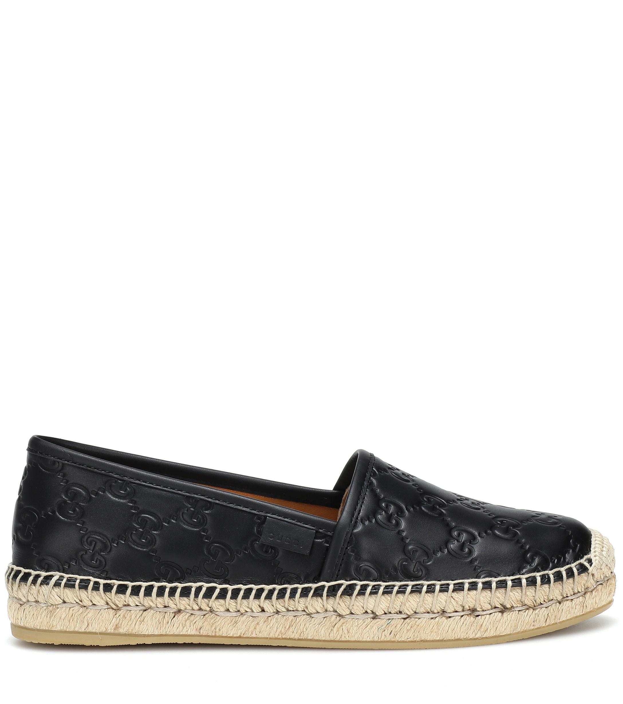 Gucci Signature Leather Espadrilles in Nero Nero (Black) - Lyst