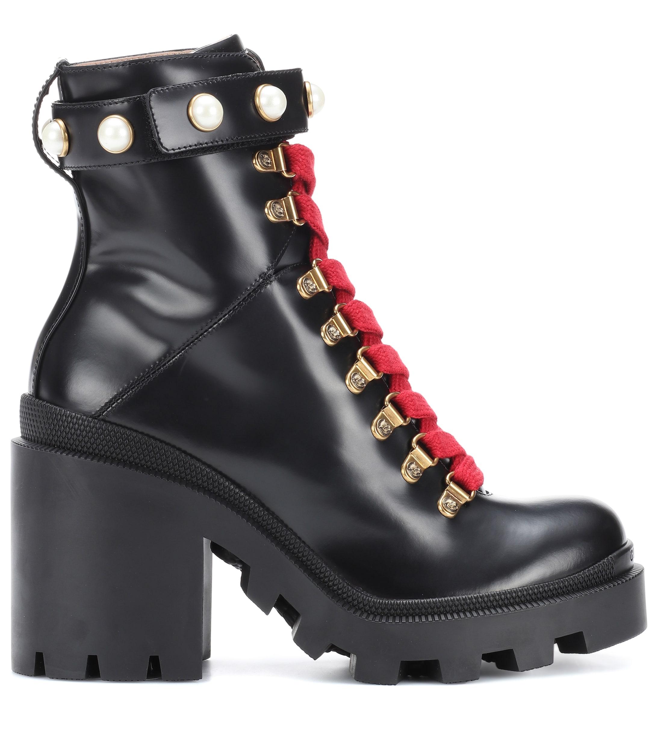gucci leather combat boot
