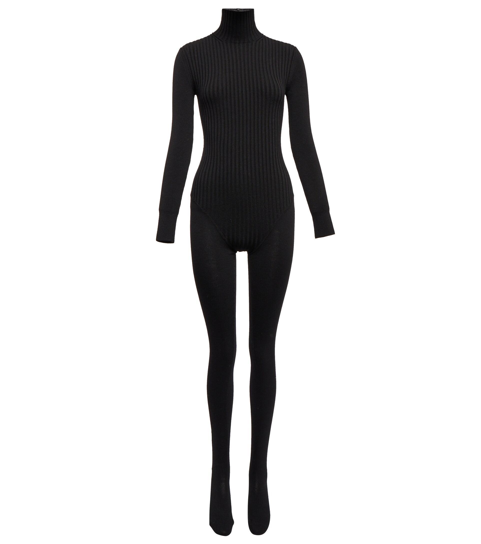 Victoria Beckham Turtleneck Wool-blend Jumpsuit in Black | Lyst