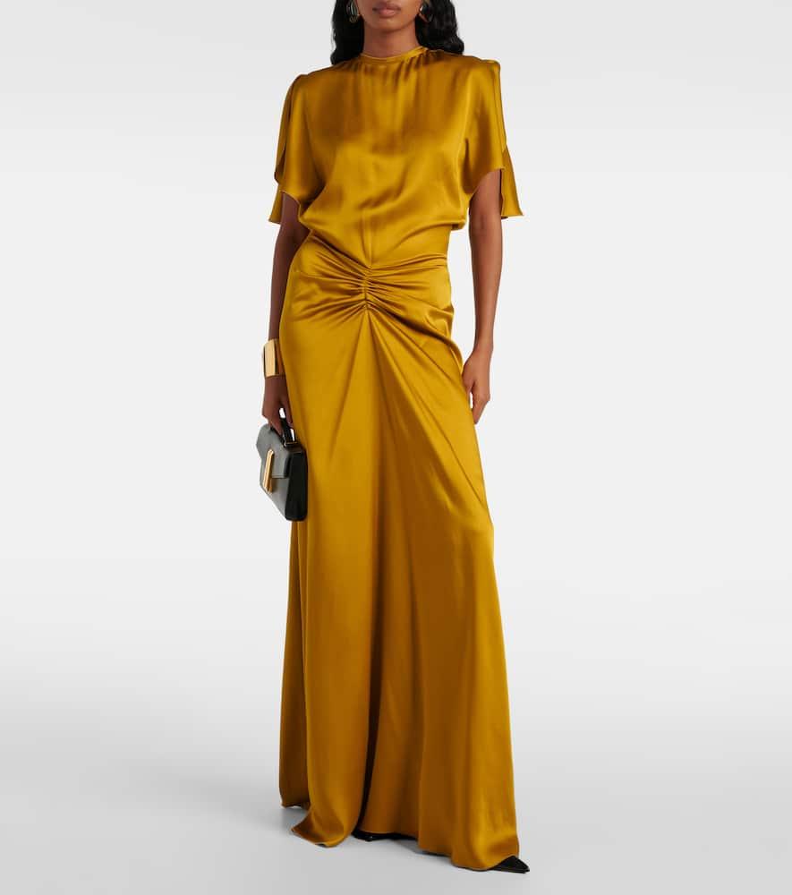 knee length dresses for ladies Victoria Beckham Liquid Metalic Gown  Taite Ro