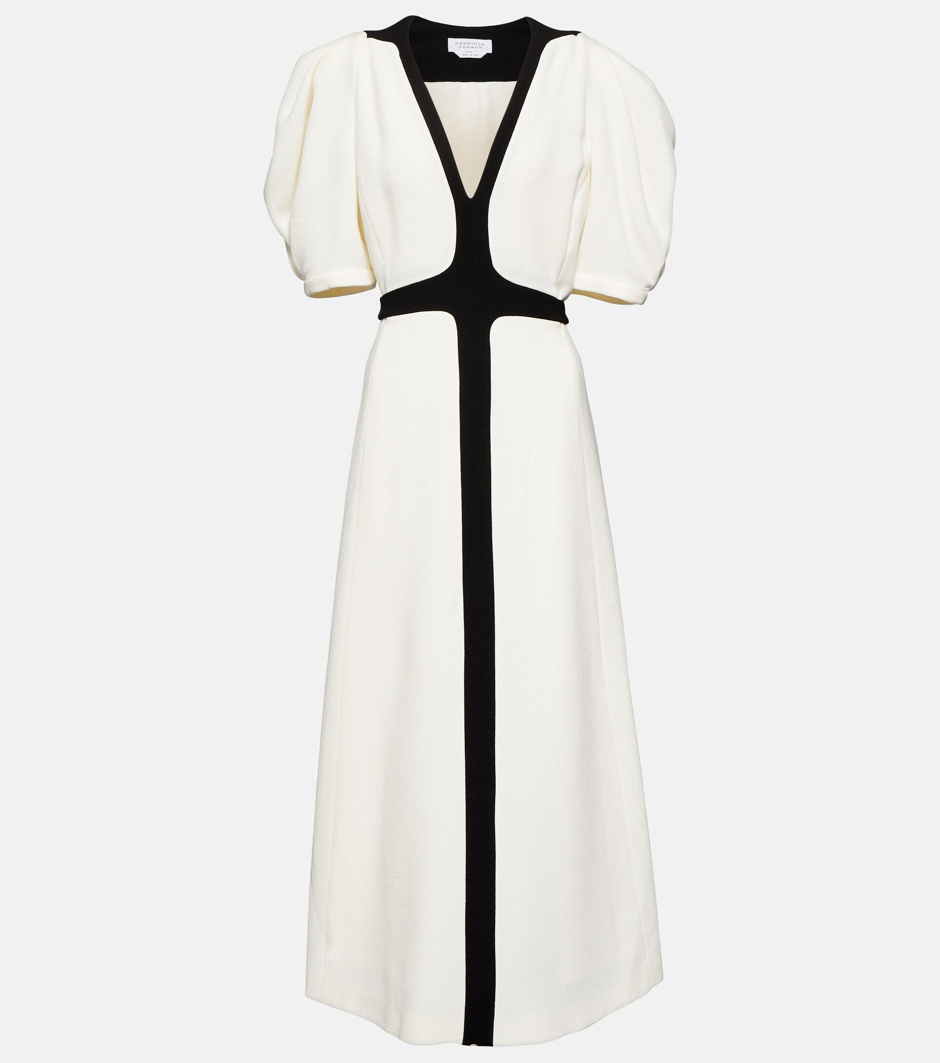 Gabriela Hearst Luz Wool Crepe Midi Dress in White | Lyst