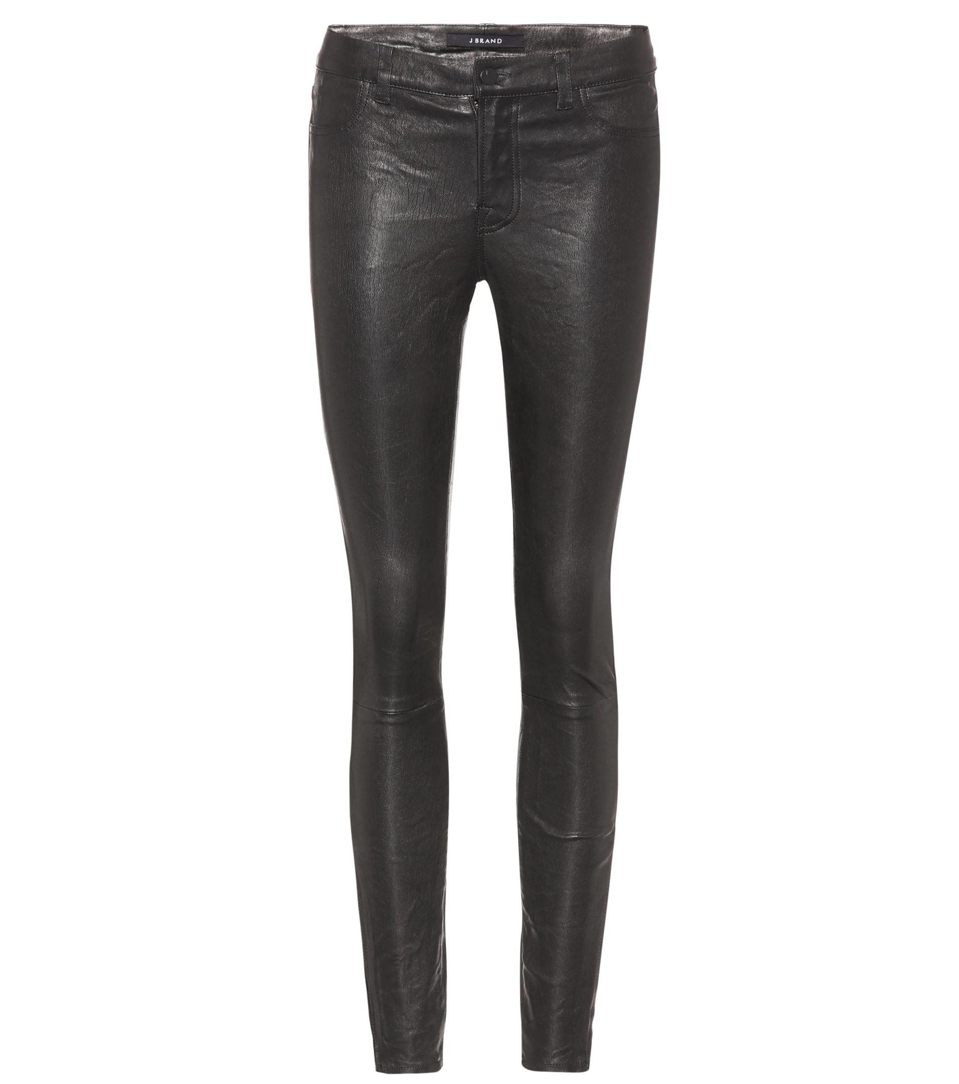 J Brand Super Skinny Leather Trousers in Black - Lyst