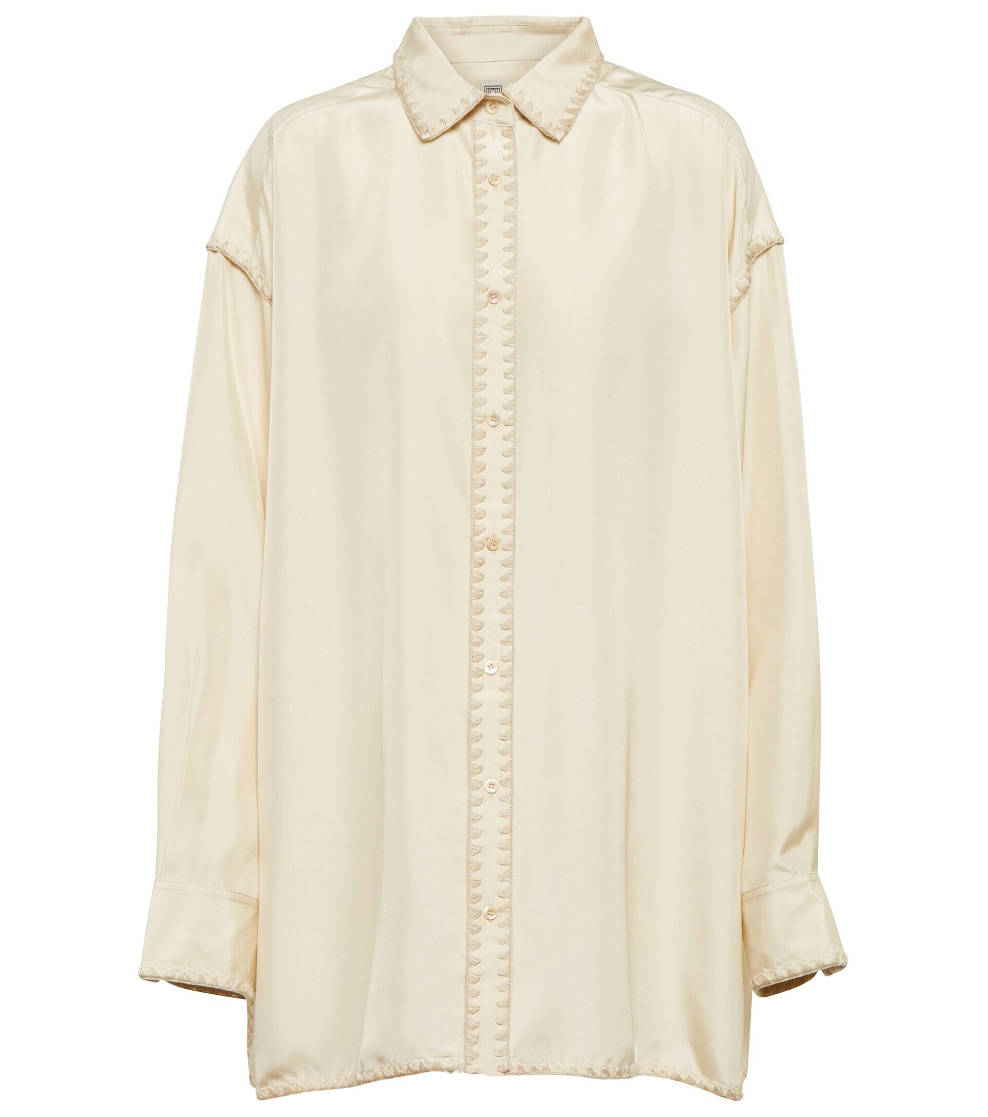 Totême Toteme Oversized Silk Shirt in Natural | Lyst