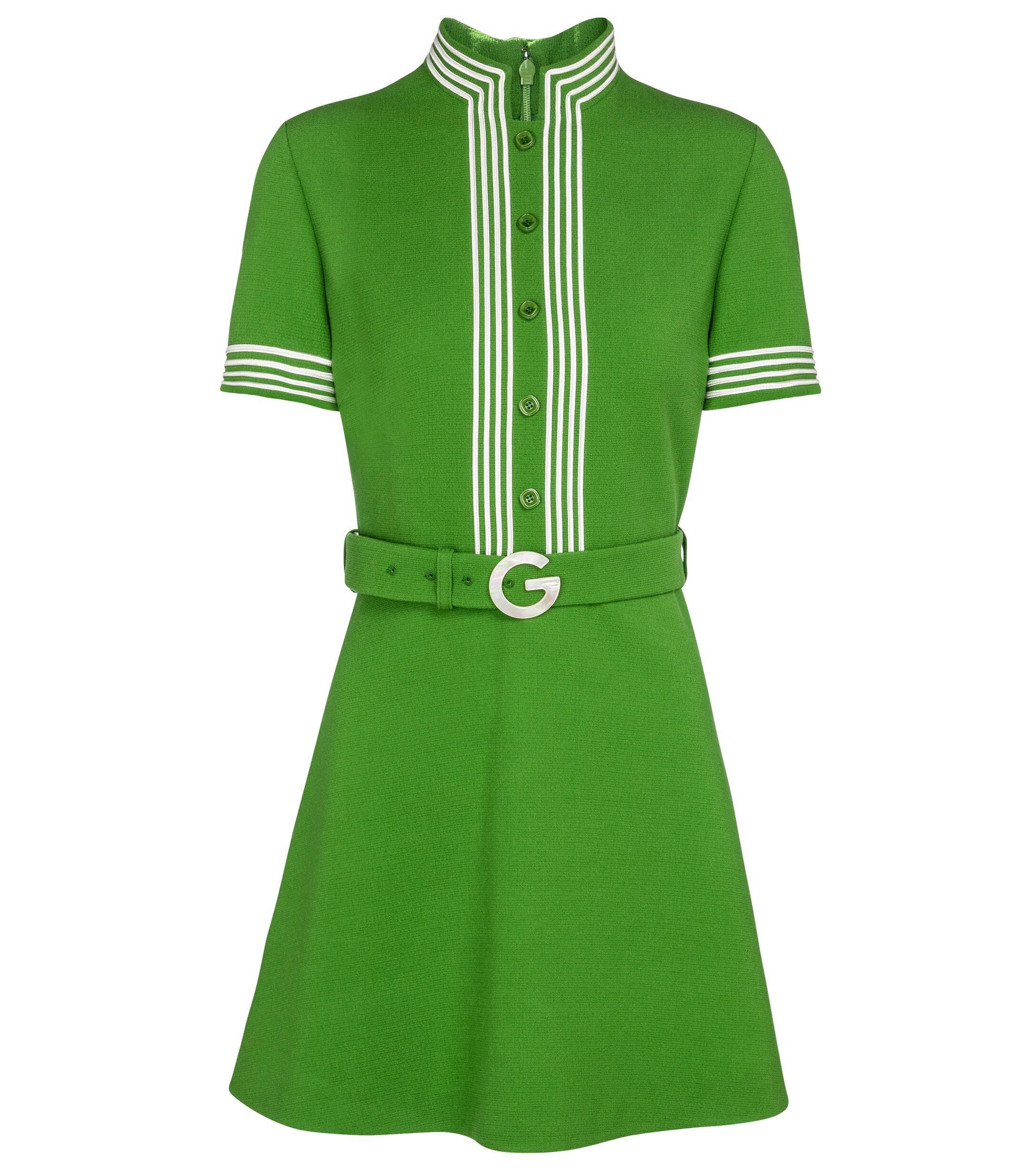 Gucci Wool Crêpe Minidress in Green | Lyst