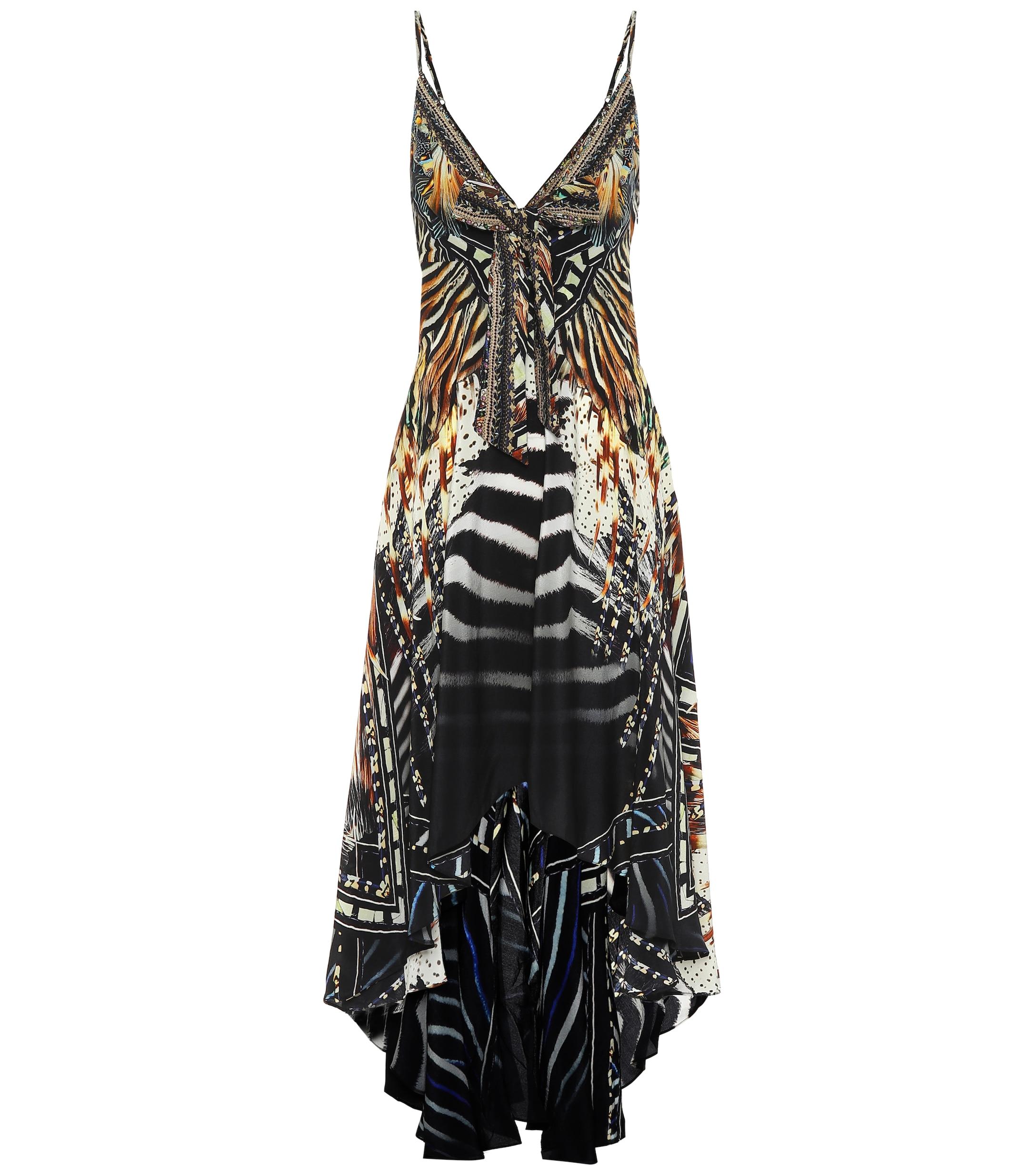 Camilla Printed Silk Maxi Dress in Black/Animal Print (Black) - Lyst