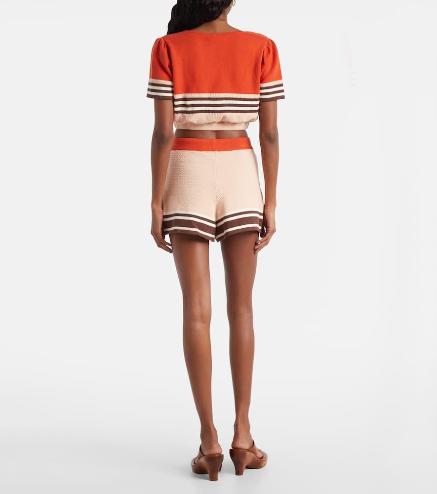 Zimmermann Ascension Knitted Cotton-Blend Shorts in Red