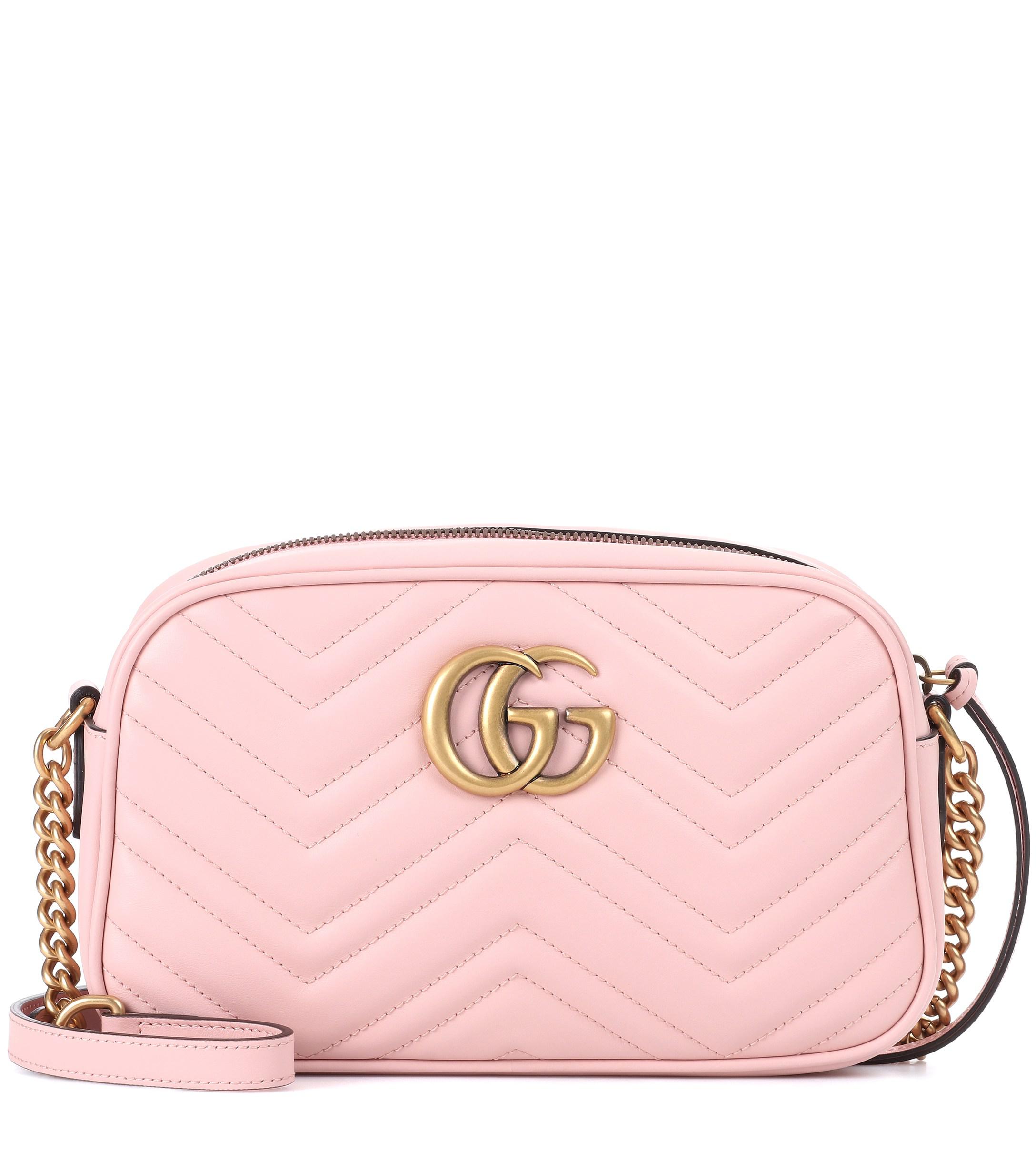 Gucci GG Marmont Leather Crossbody Bag in Pink | Lyst