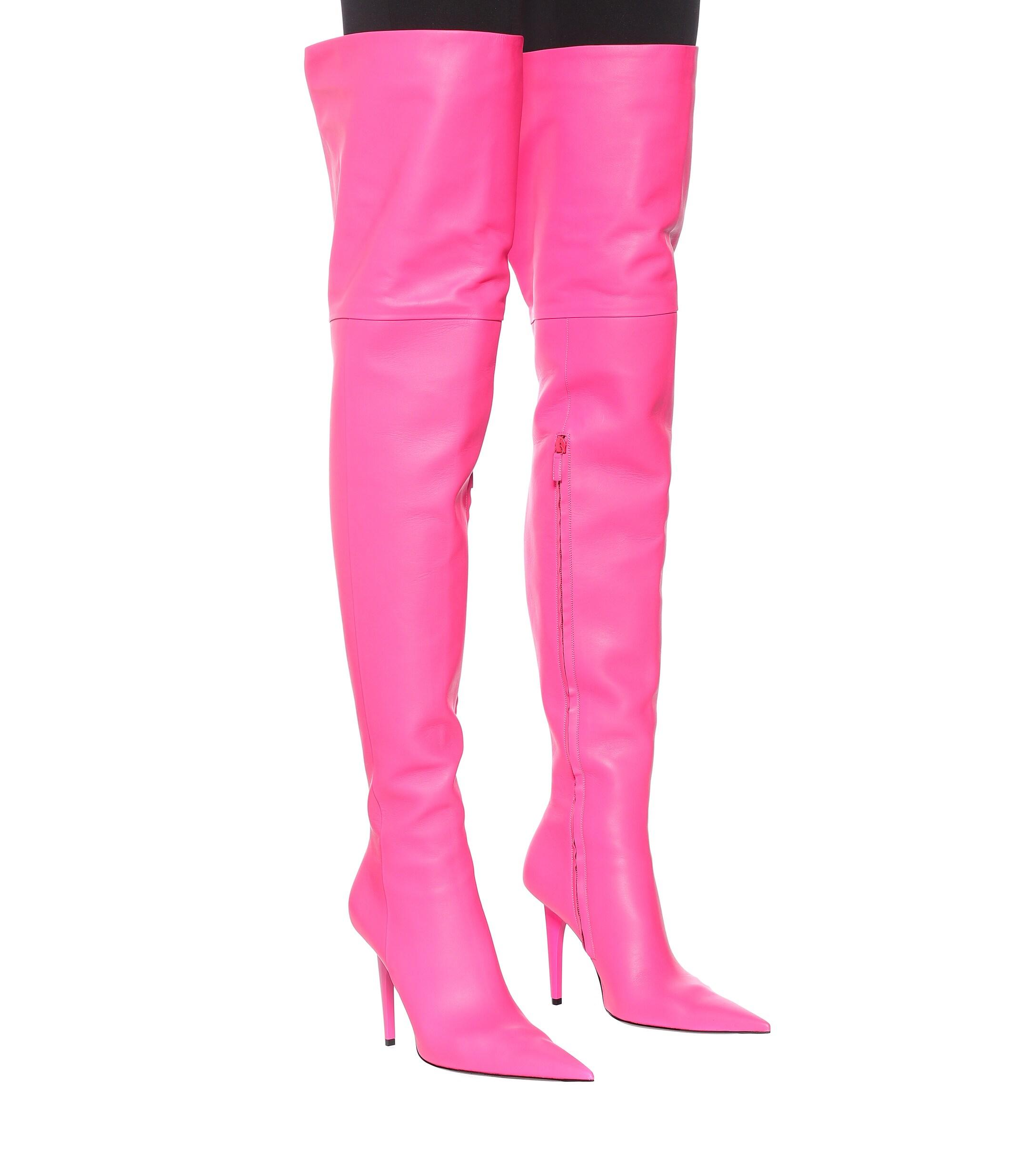 Balenciaga Knife Shark Leather Over-the-knee Boots in Pink | Lyst