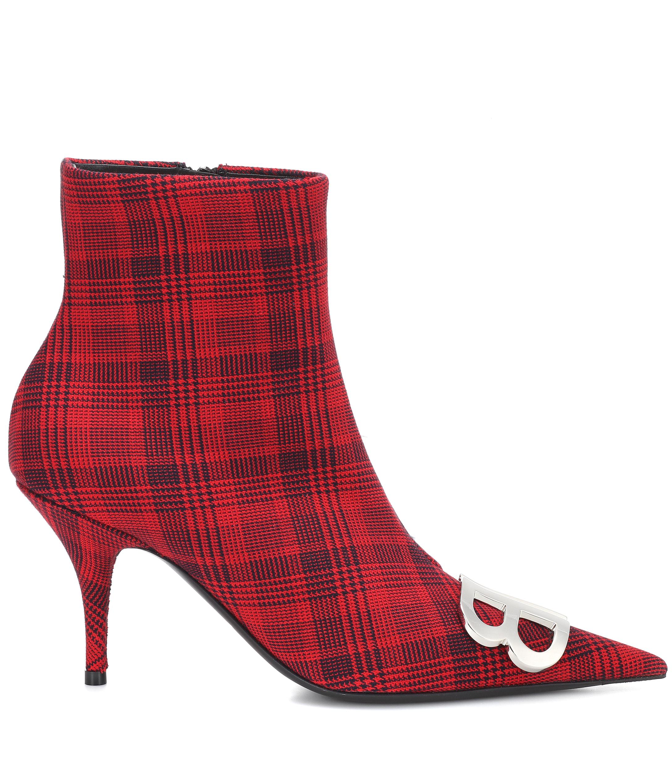 Balenciaga Bb Tartan Boot 80mm Red 