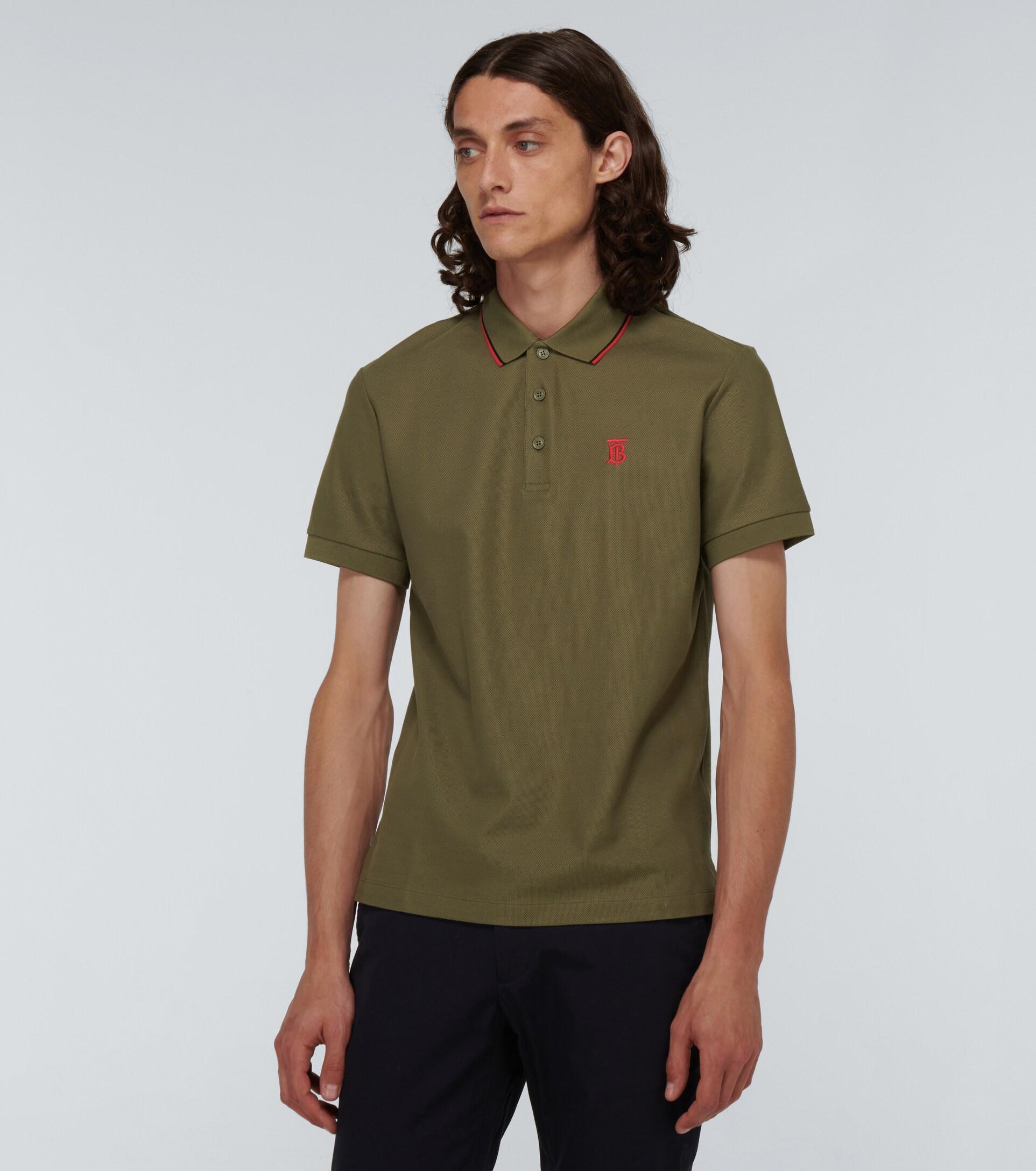 Burberry Walton Cotton Polo Shirt in Green for Men | Lyst