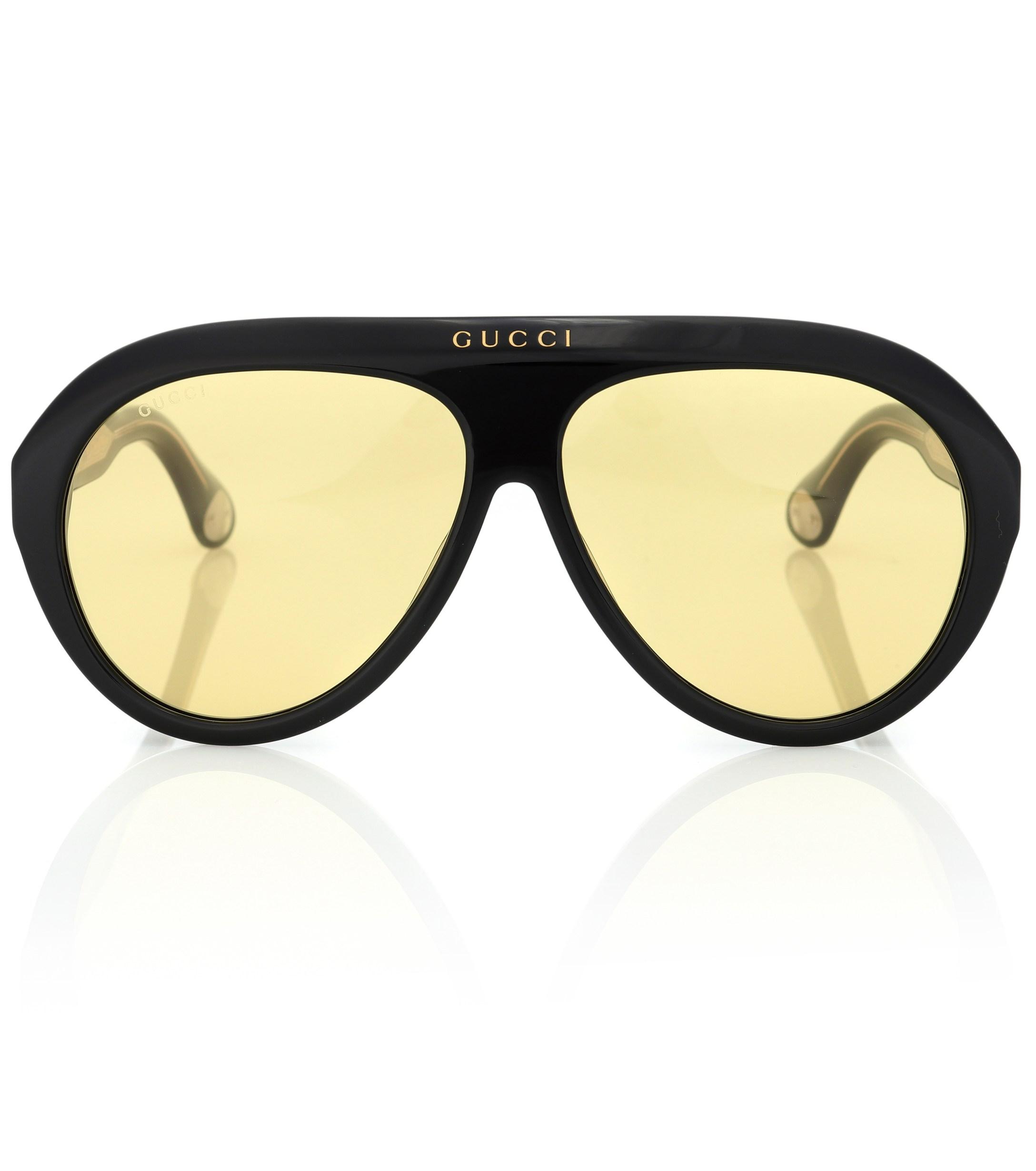 Gucci Navigator Acetate Sunglasses in Black | Lyst