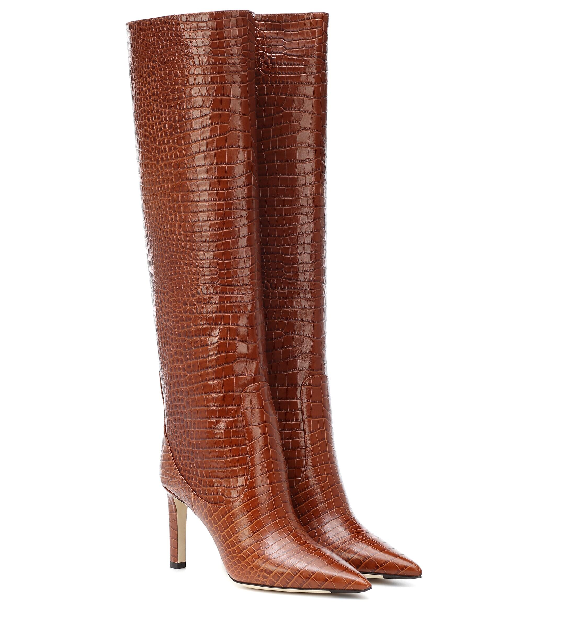 Jimmy Choo Mavis 85 Croc-effect Leather Boots in Brown | Lyst