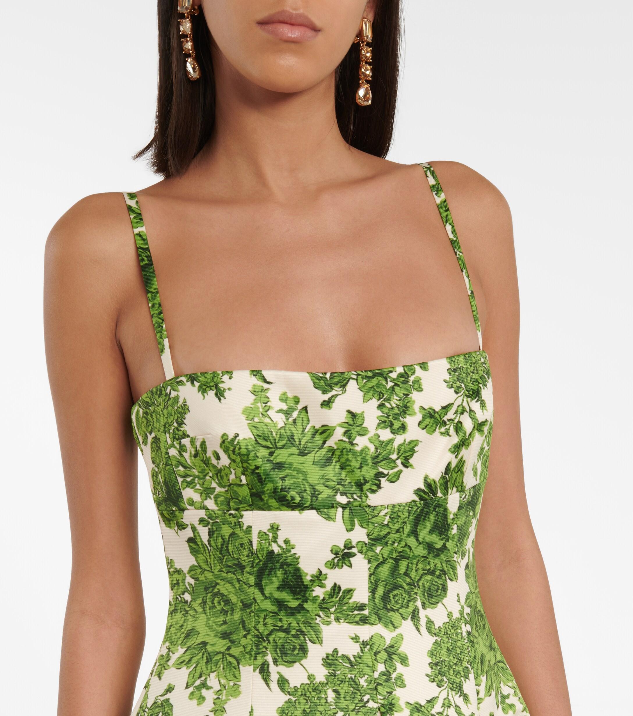 slim fit dress slacks Keeley Strapless Dress In Green Roses Marble Print main image 1