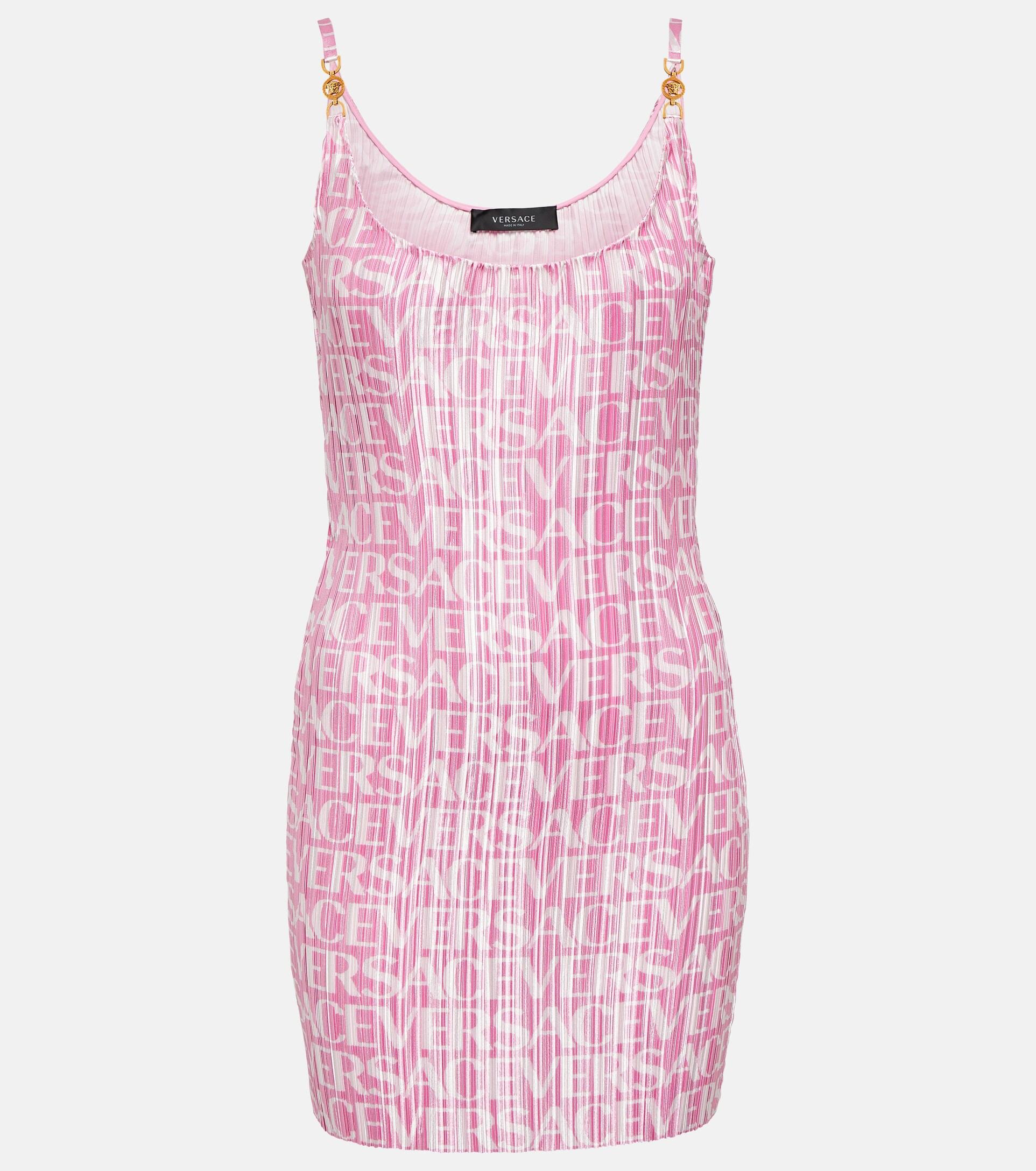 【Versace】メデューサ '95ロゴ plisseミニドレス Versace Medusa '95 Logo Plisse Minidress in Pink | Lyst