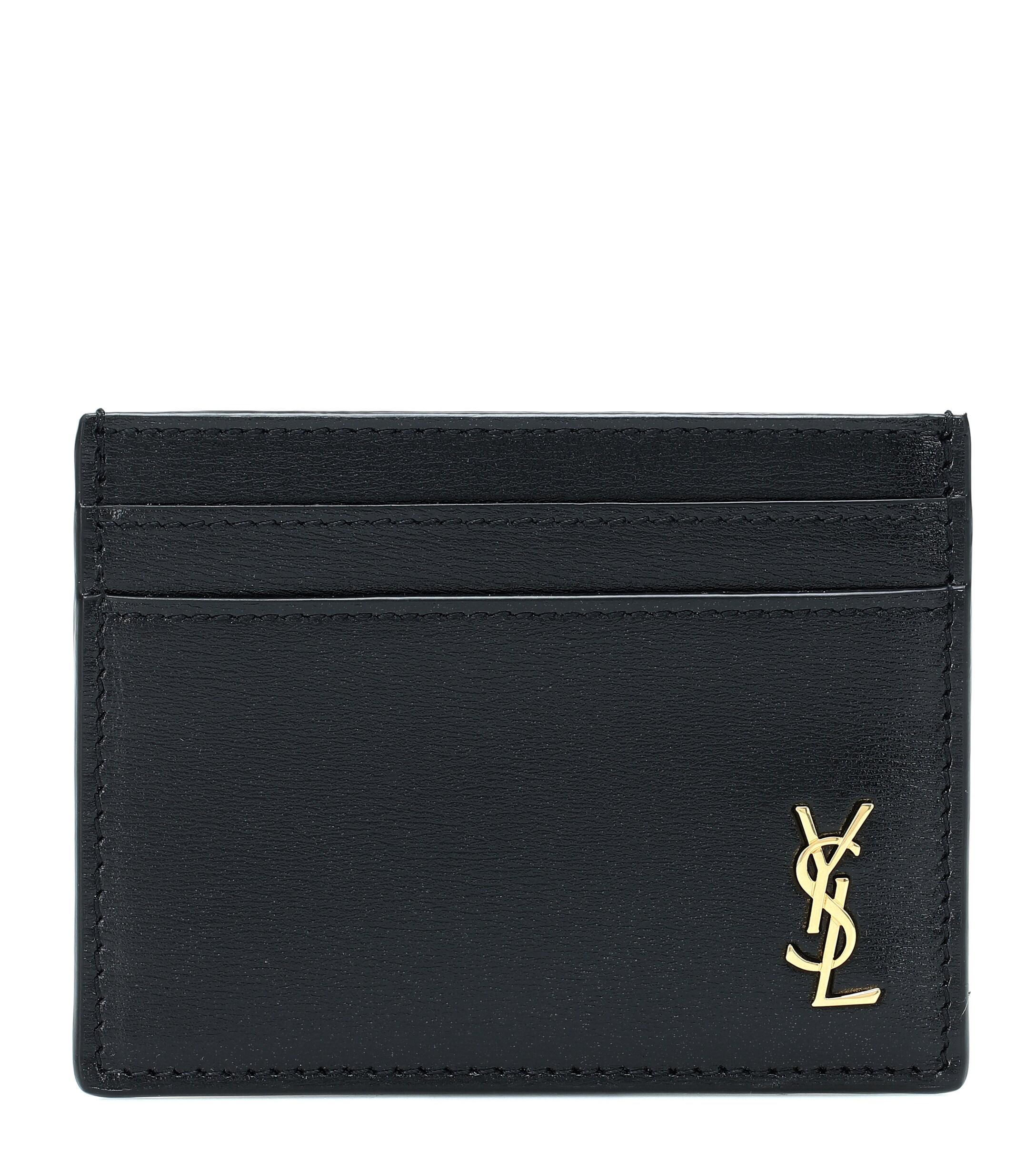 Saint Laurent Leather Card Holder in Black - Lyst