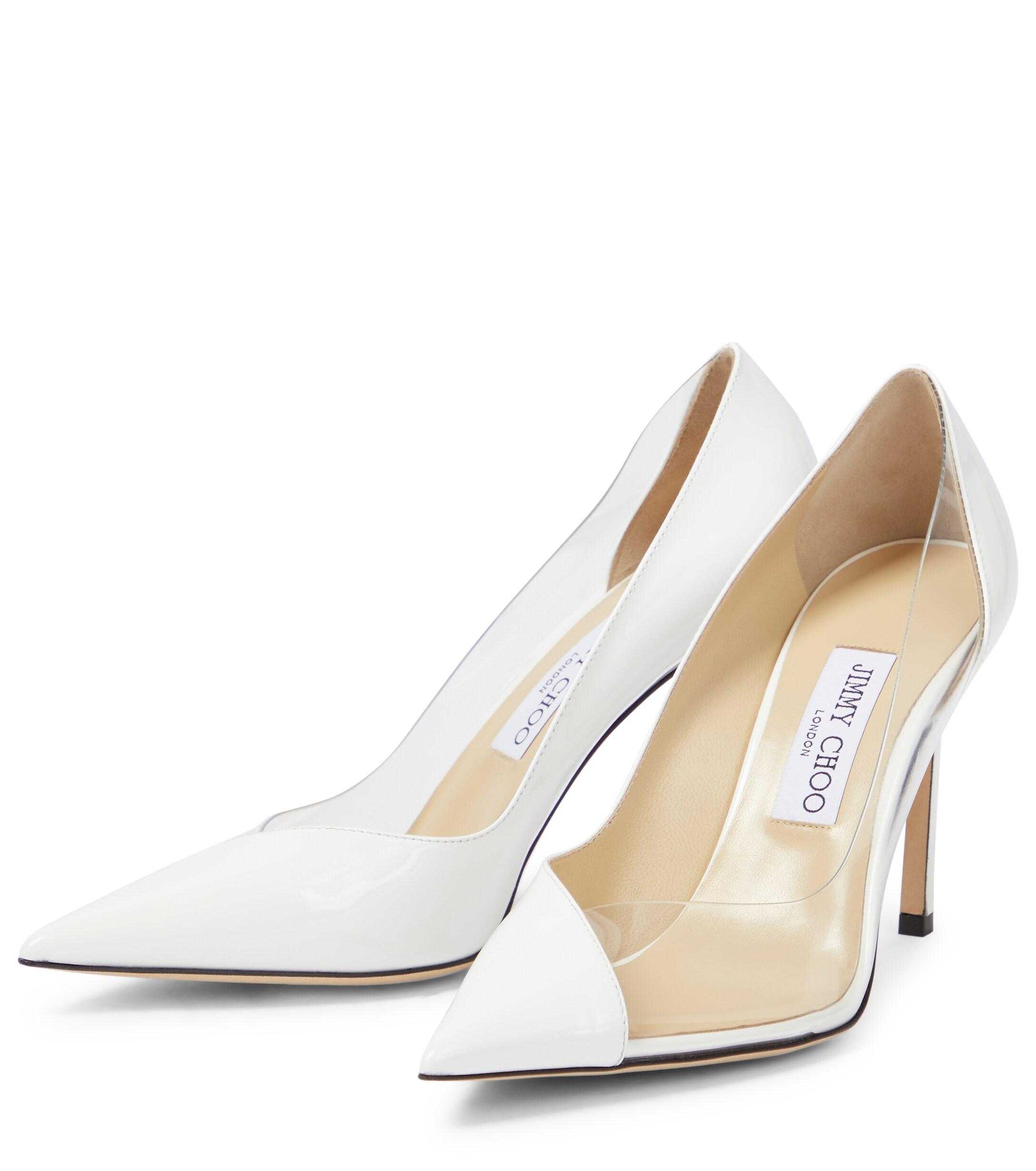 Jimmy Choo Cass 95 Leather And Pvc Pumps in White - Save 30% | Lyst