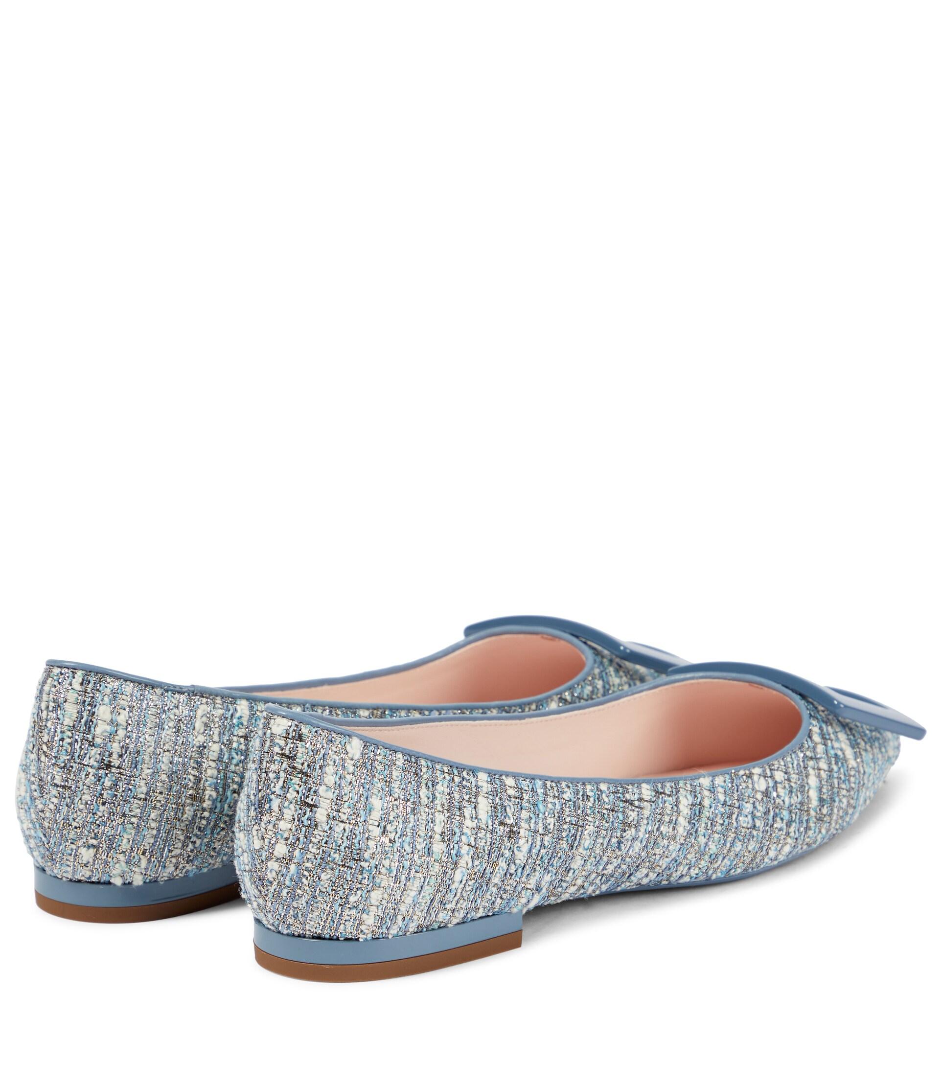 Roger Vivier Gommettine Tweed Ballet Flats in Blue