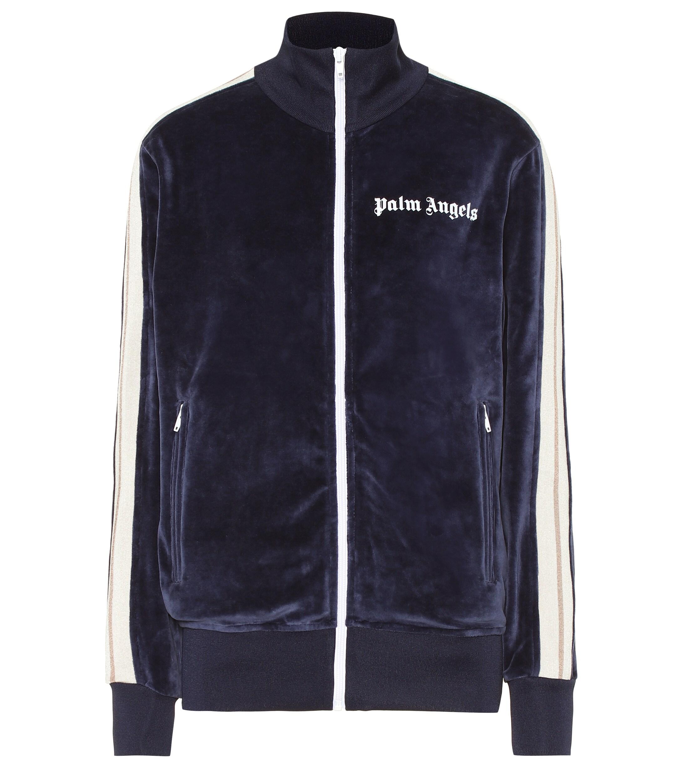 Palm Angels Logo Velour Track Jacket in Blue - Lyst