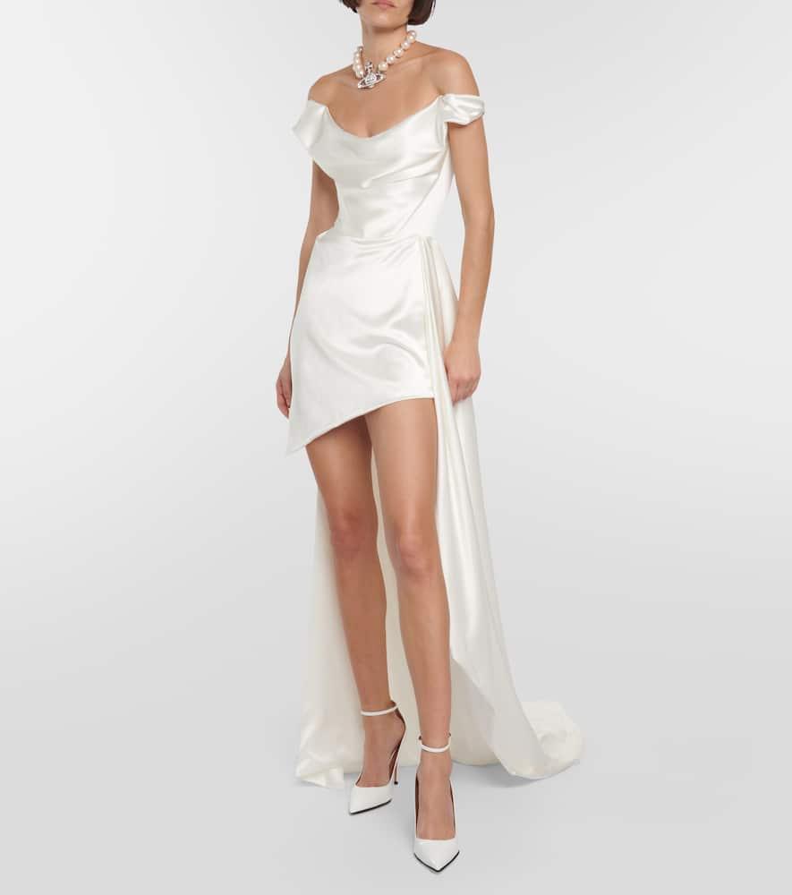 Vivienne Westwood Bridal Comet Off-Shoulder Silk Gown in White | Lyst
