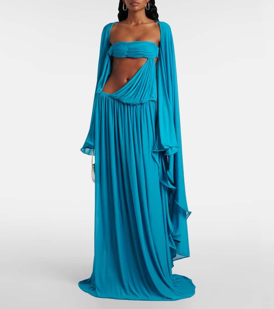 Christopher Esber Gyre Suspended Stream Draped Maxi Dress in Blue | Lyst