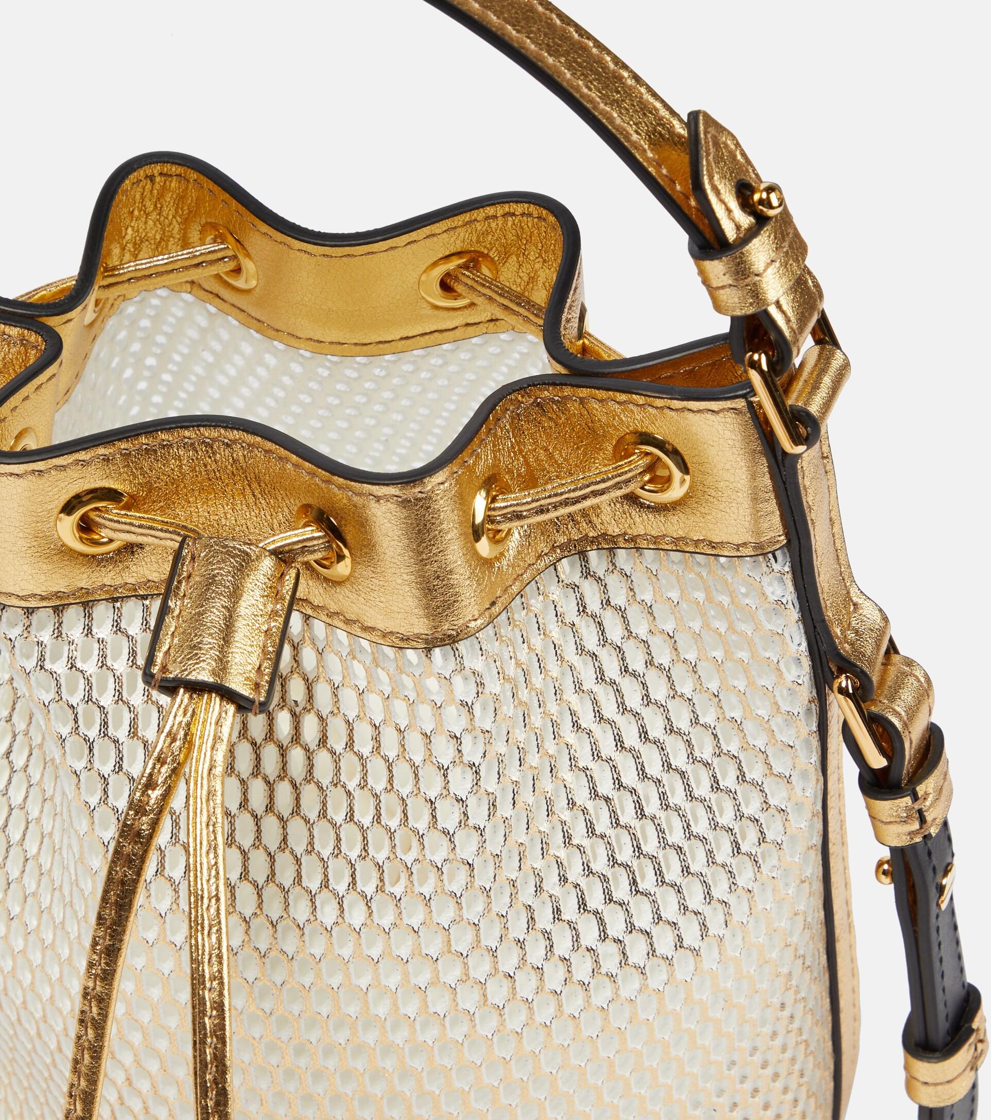 Tom Ford MESH AND LEATHER DISCO SMALL BUCKET ON CHAIN