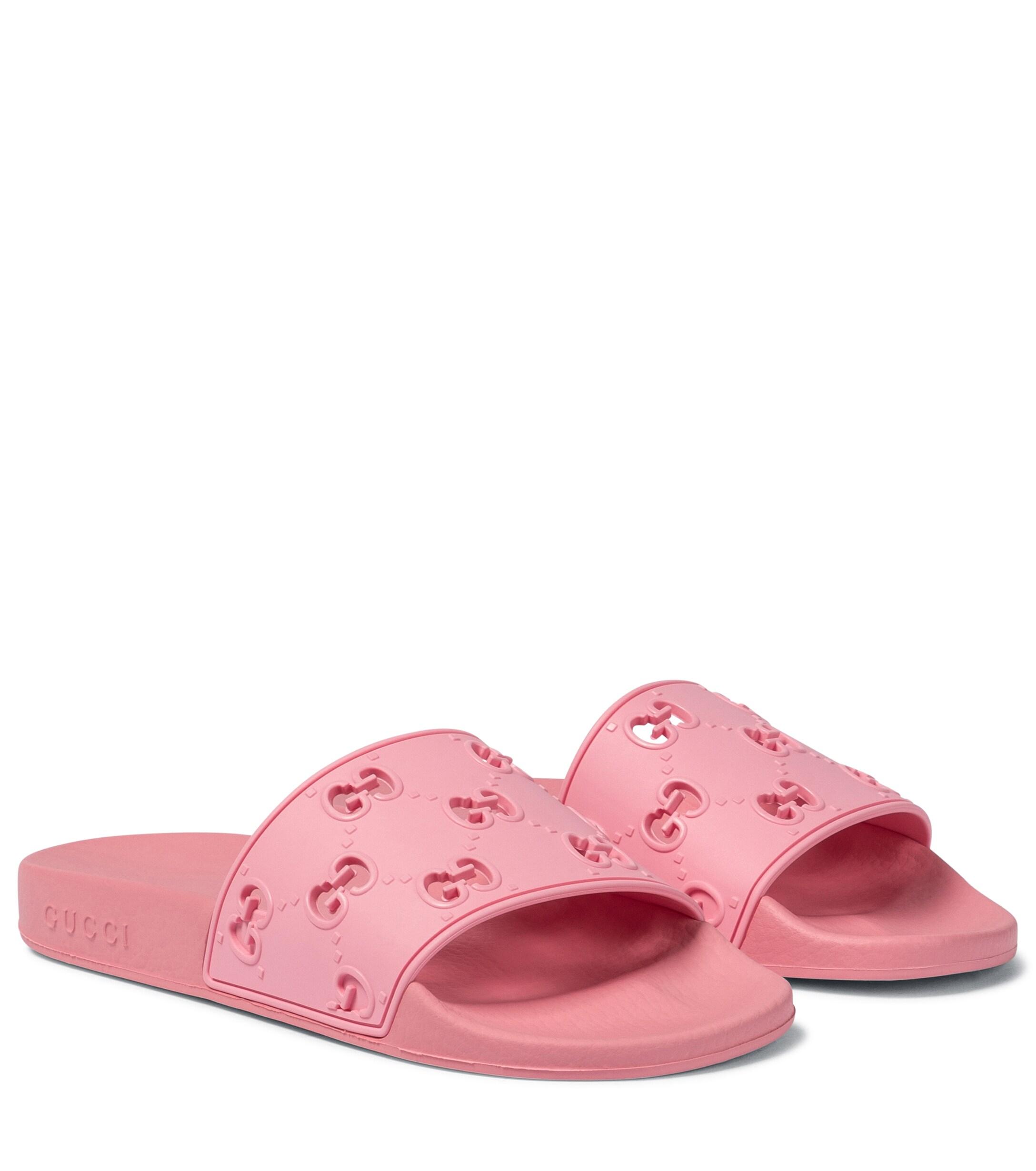 gucci pink rubber slides