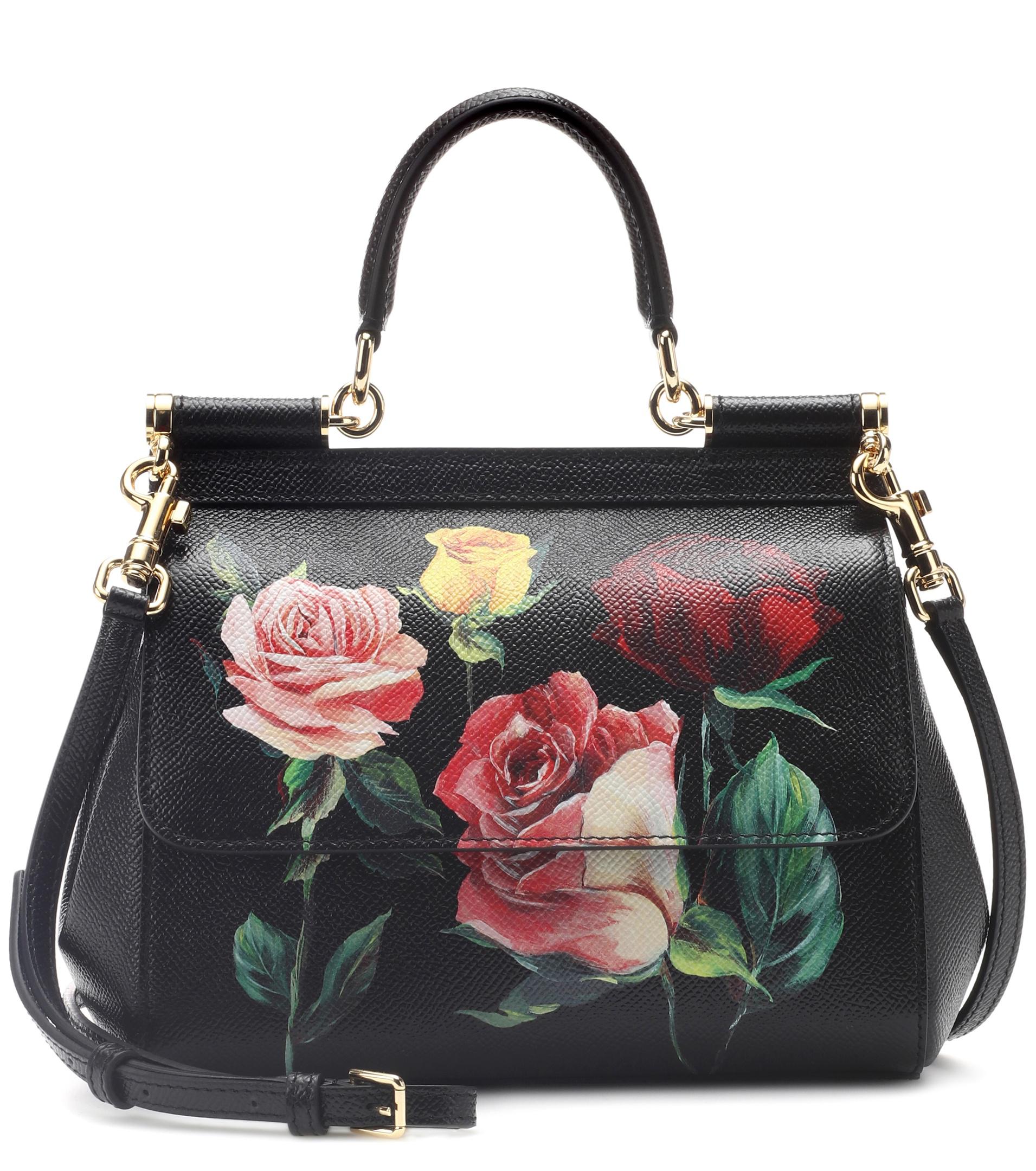 Dolce & Gabbana Sicily Floral-printed Shoulder Bag in Black | Lyst