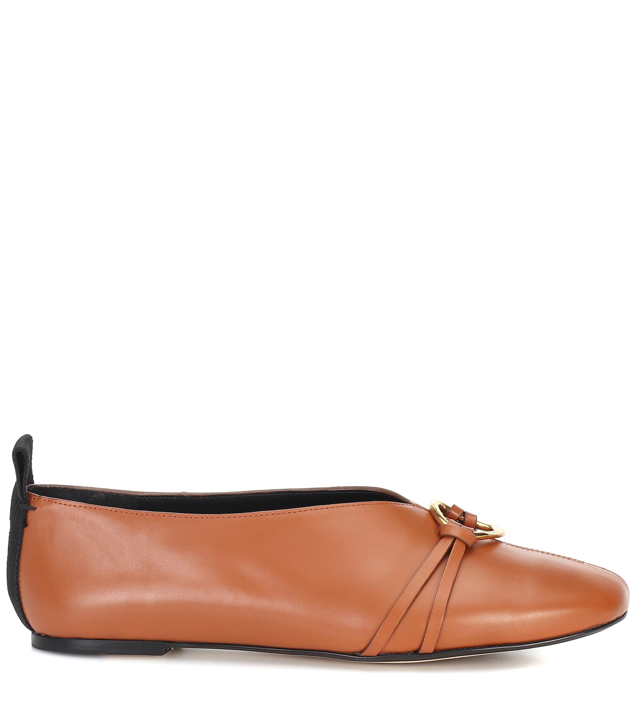 JOSEPH Leather Ballet Flats in Brown Lyst