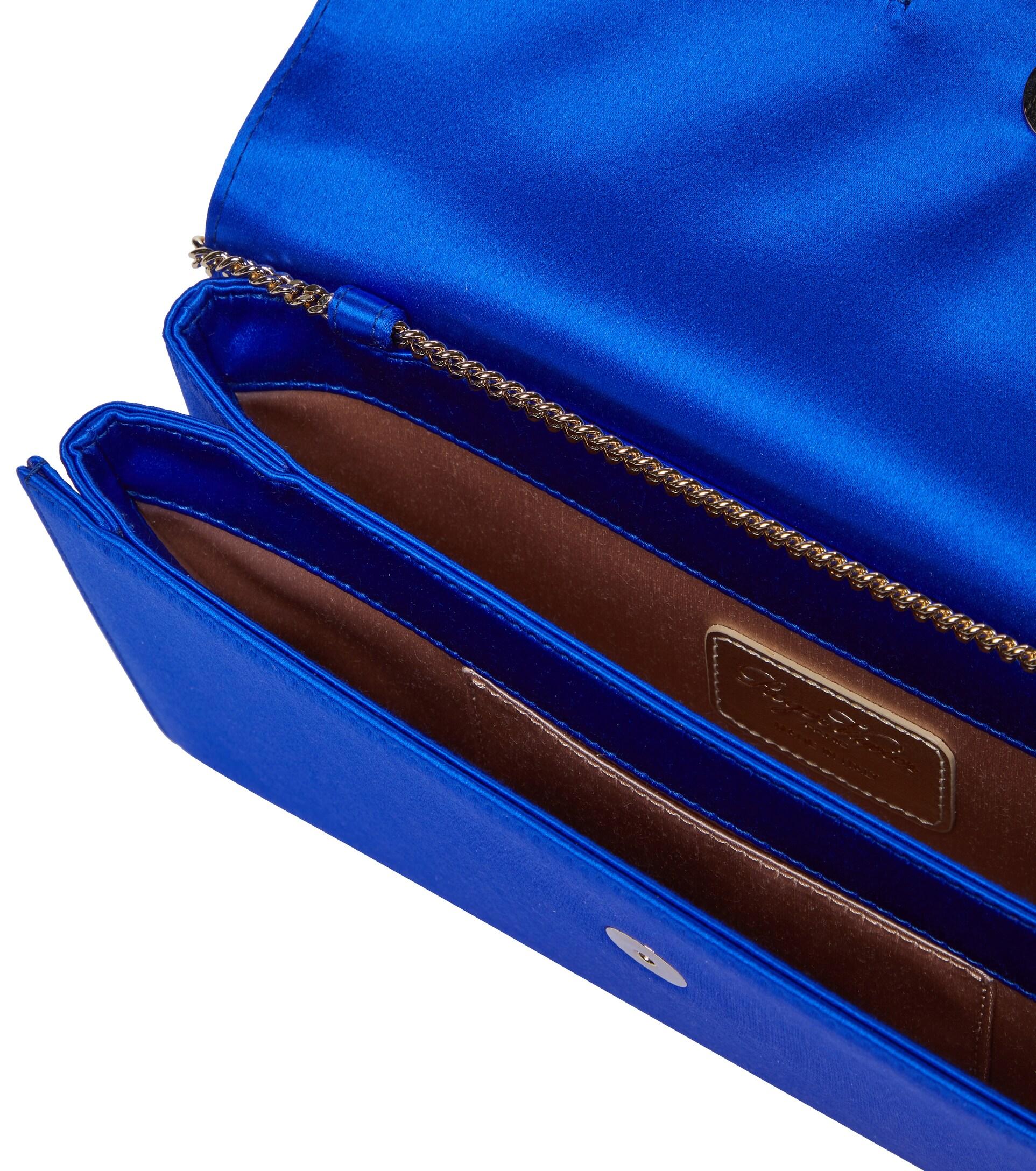 Roger Vivier - Flower Strass Buckle Clutch Bag in Velvet, Blue, Handbags
