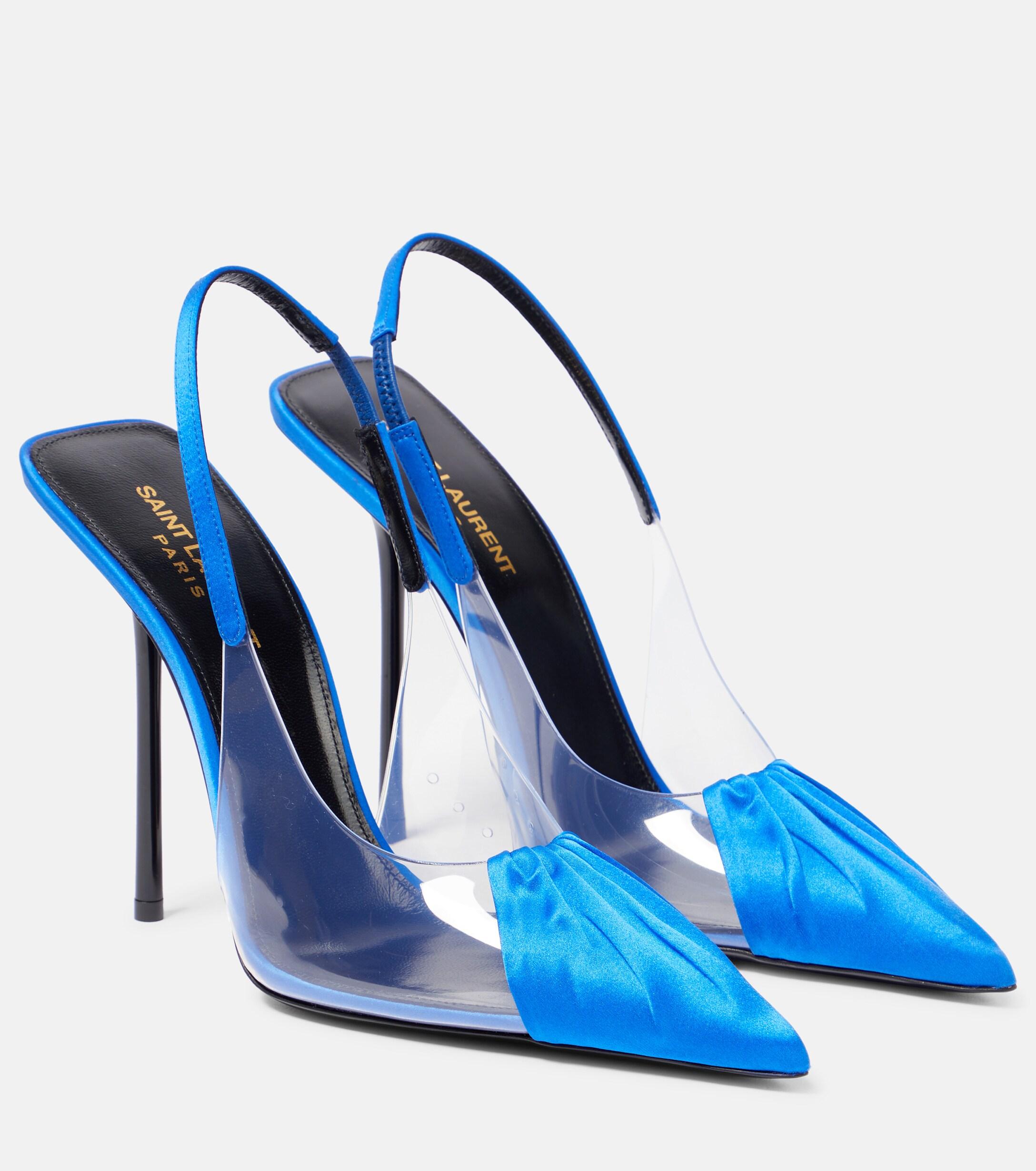 Saint Laurent Chica Pvc And Satin Slingback Pumps in Blue | Lyst UK