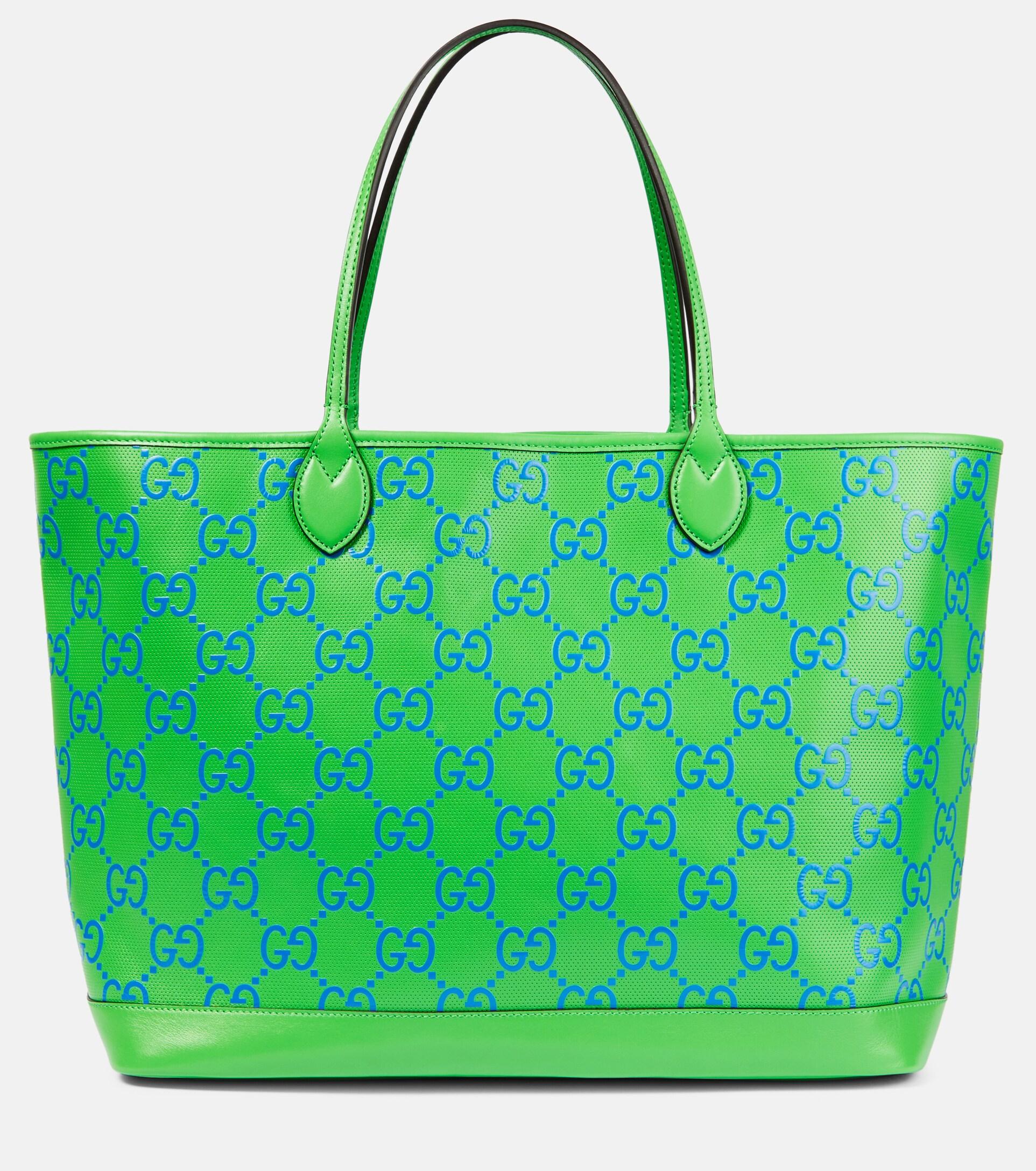 【関税&送料込】Gucci Olive Green Leather Large Gucci Softbi Gucci Large GG-embossed Leather Tote in Green | Lyst