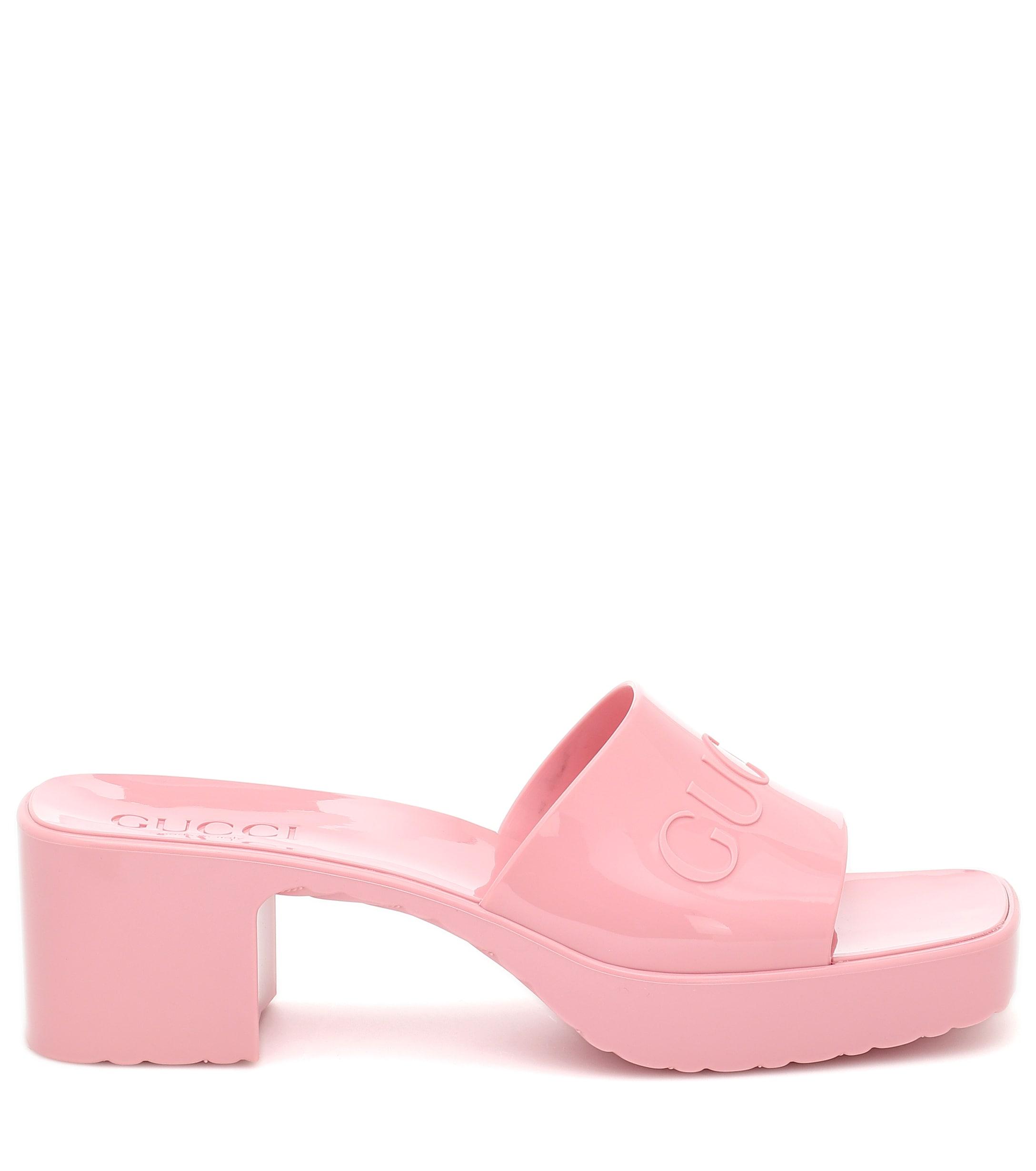 Gucci Logo Rubber Platform Sandals in Pink Lyst