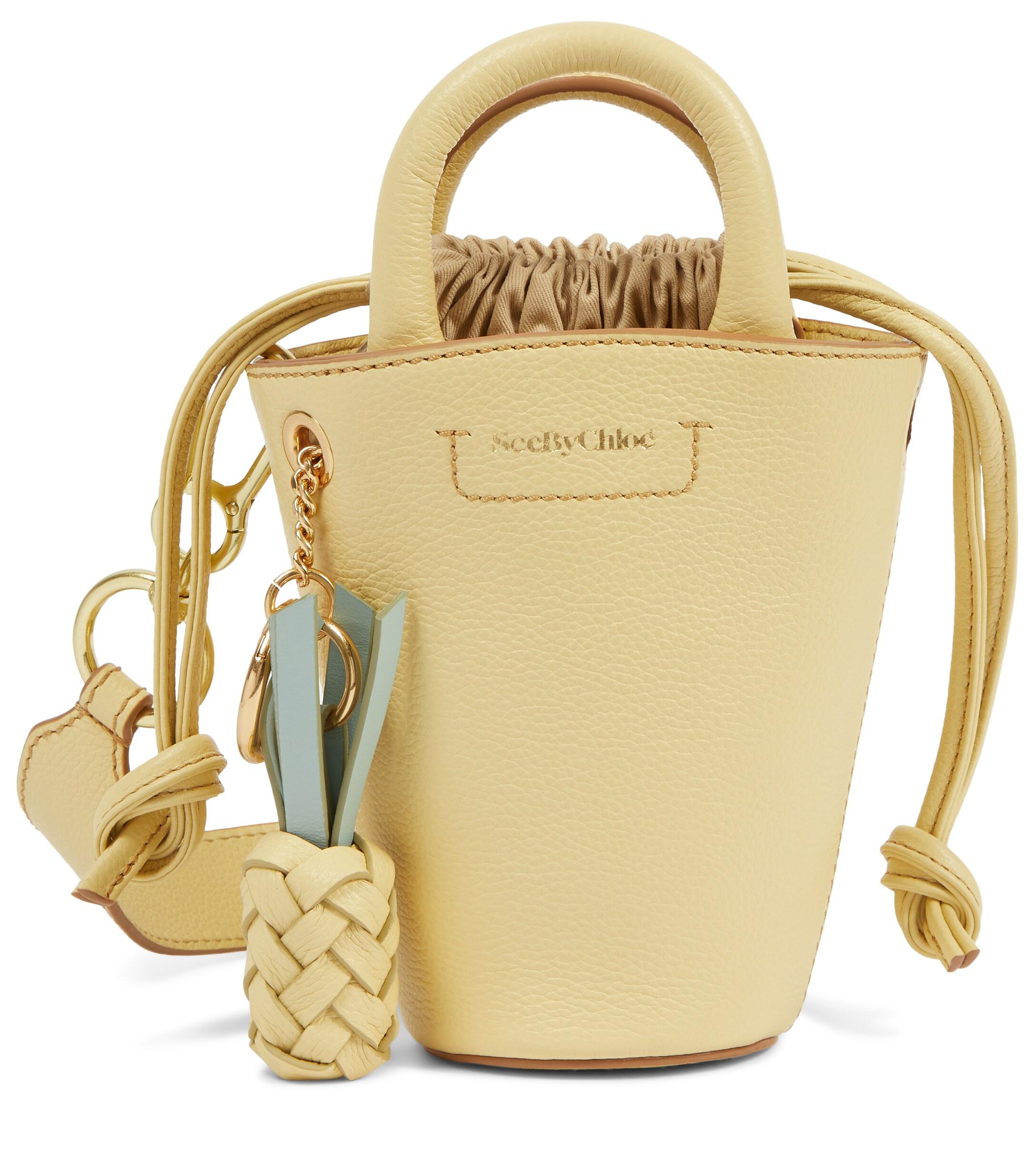 See By Chloé Cecilya Mini Leather Bucket Bag in Yellow - Lyst