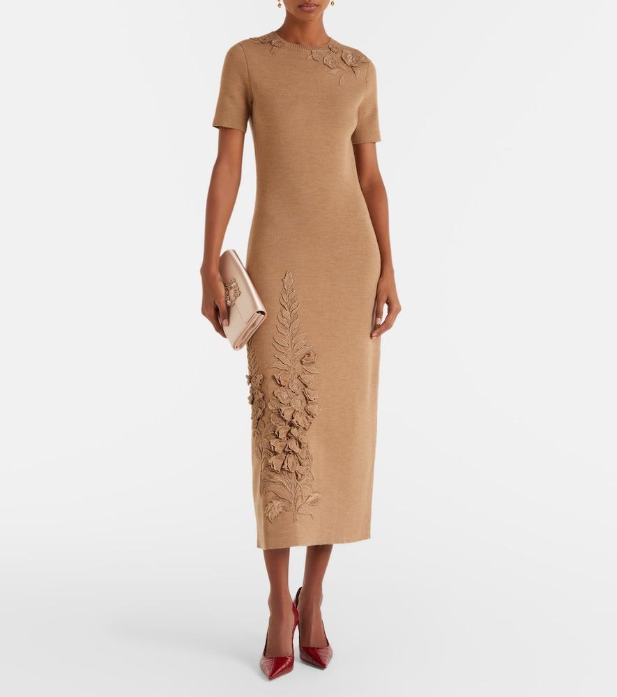 oscar midi dress brown Oscar de La Renta Flower-detail Cutout Midi Dress