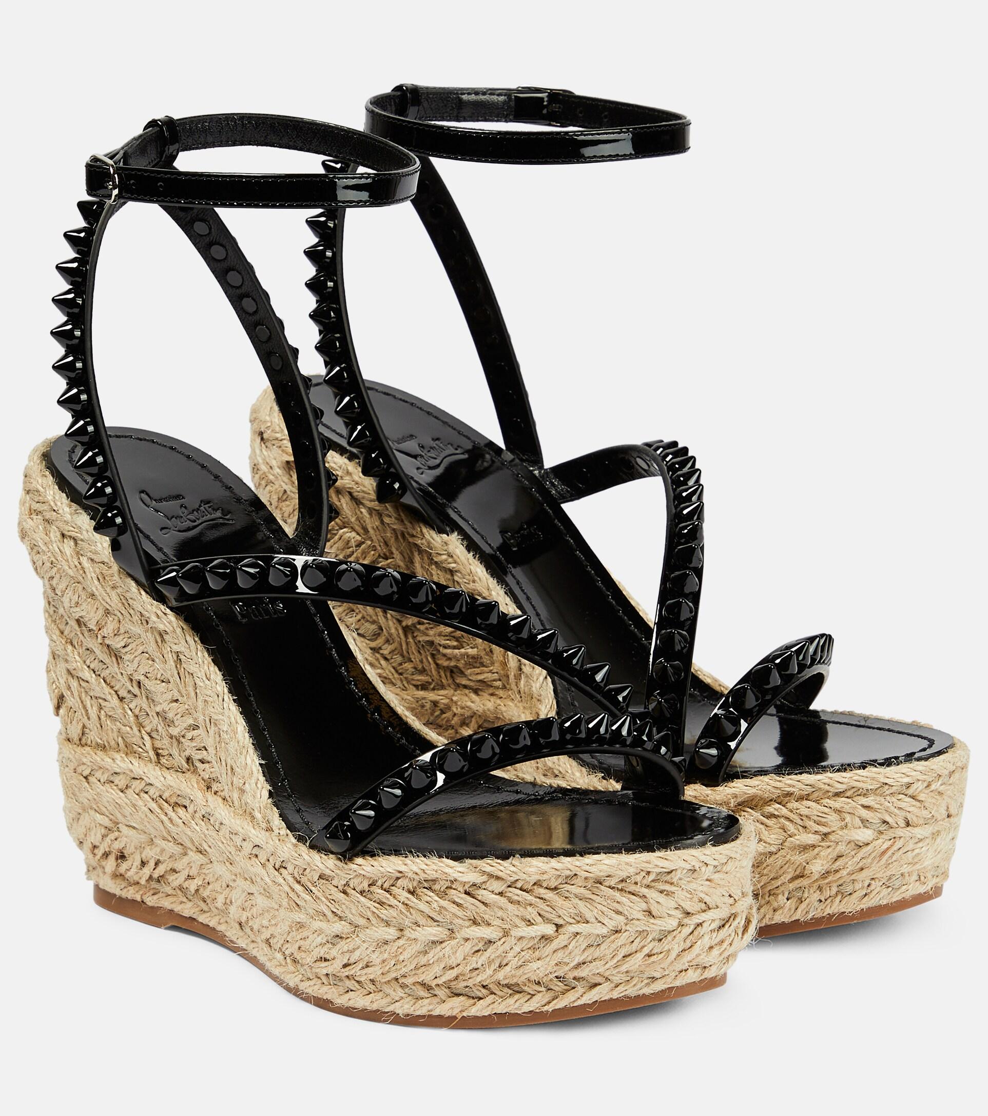 Christian Louboutin Mafaldina Zeppa Leather Espadrille Wedges in Black Lyst