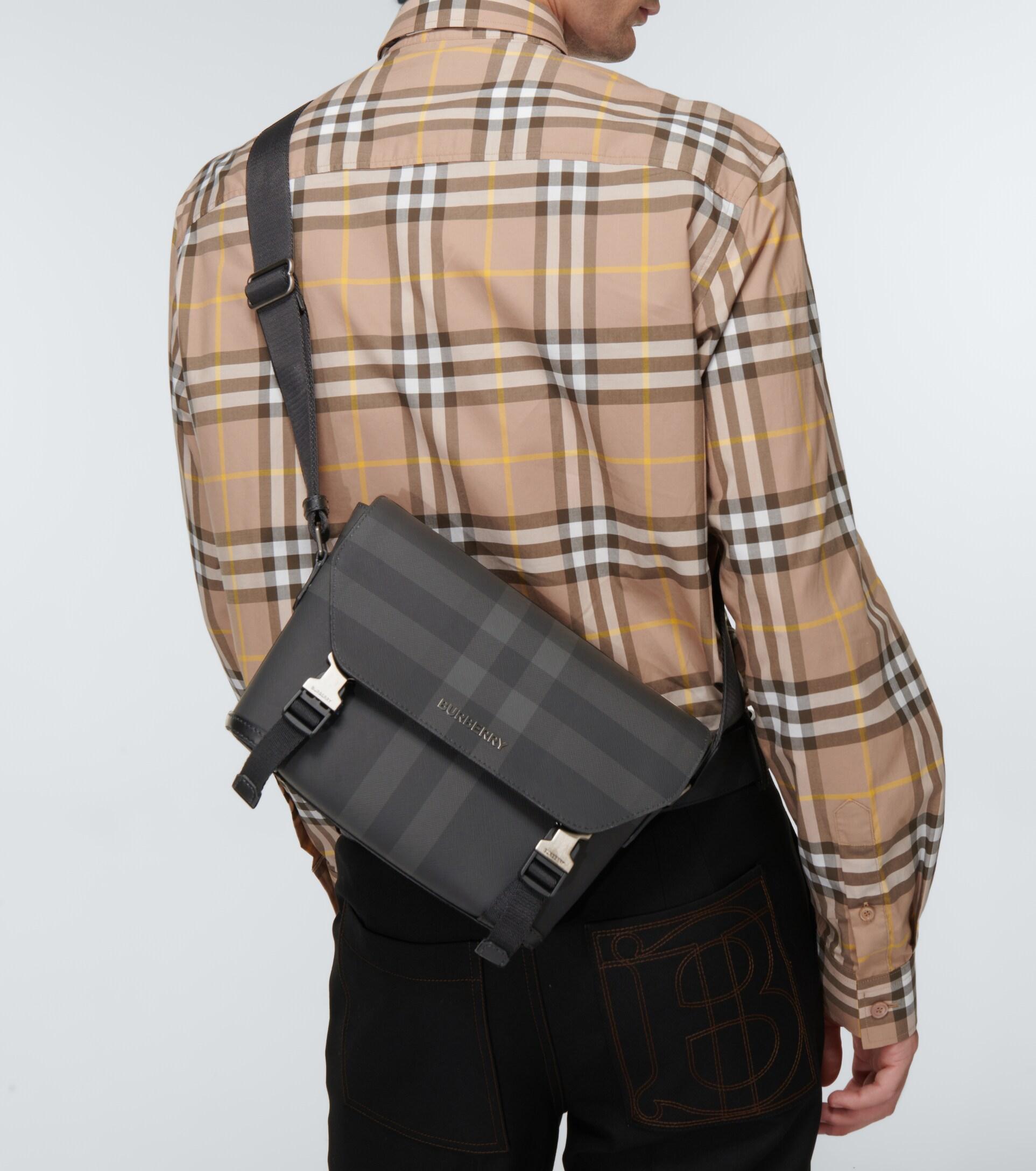 Burberry Burberry Exaggerated Check Coated Canvas Messenger Bag - Stylemyle