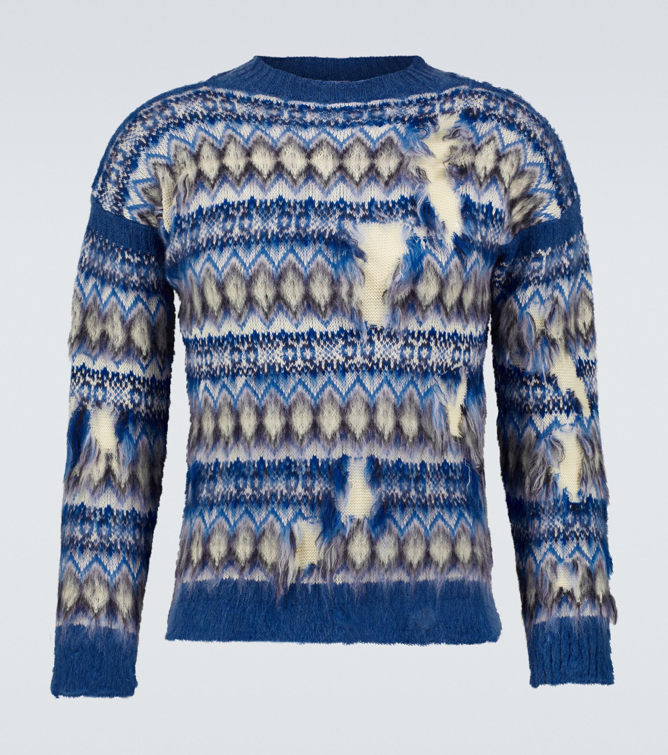 Distressed Wool-blend Fairisle Sweater