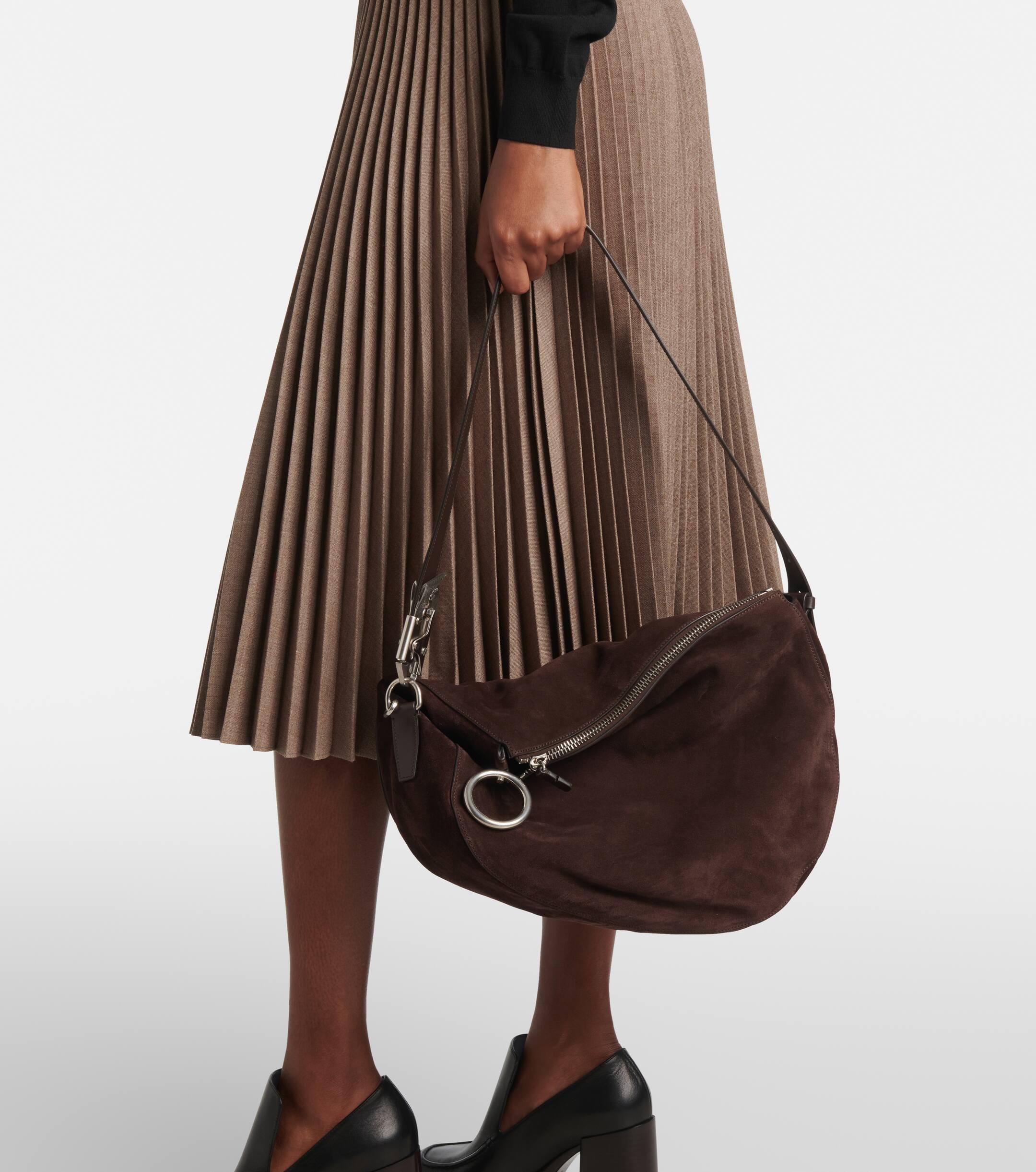 Burberry Knight Medium Suede Shoulder Bag in Brown | Lyst UK